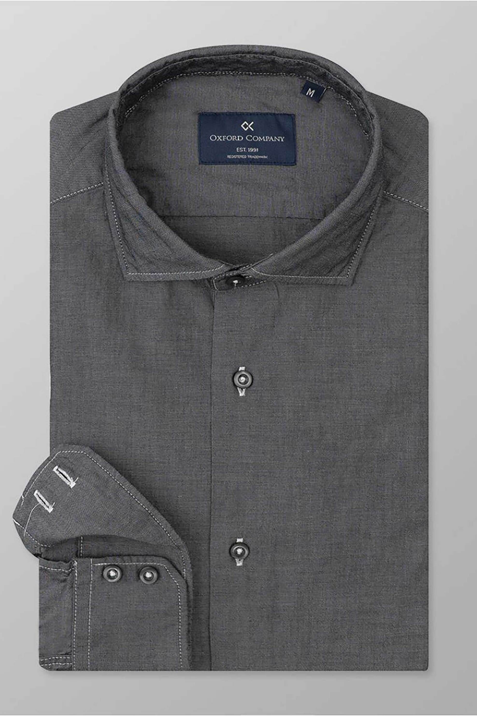 OXFORD COMPANY Oxford Company ανδρικό πουκάμισο μονόχρωμο Slim Fit "Romeo" - J111-RY21.02 Ανθρακί