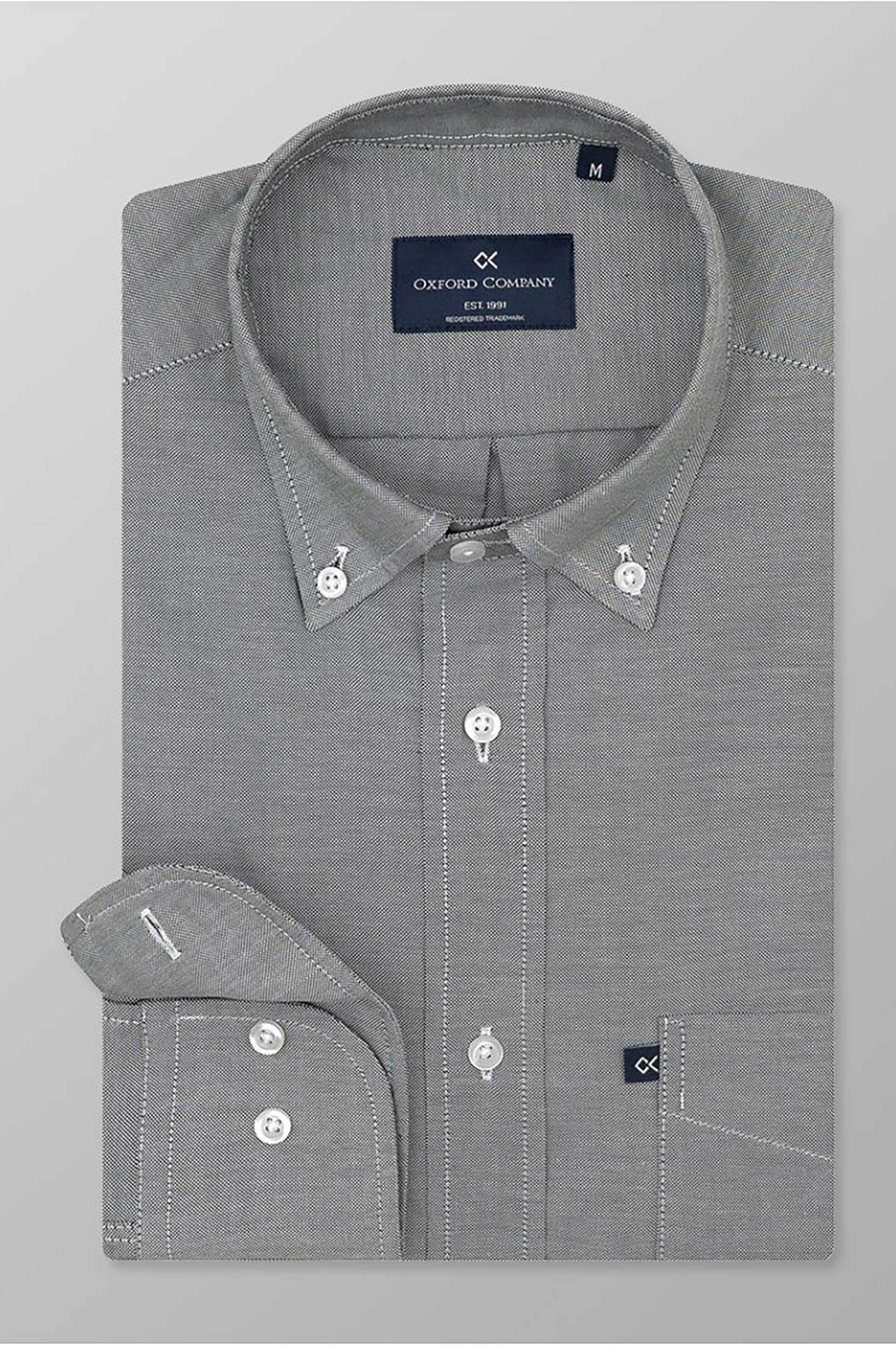 Oxford Company ανδρικό πουκάμισο button down μονόχρωμο Regular Fit "Sport" - O110-BY10.04 Πράσινο Σκούρο