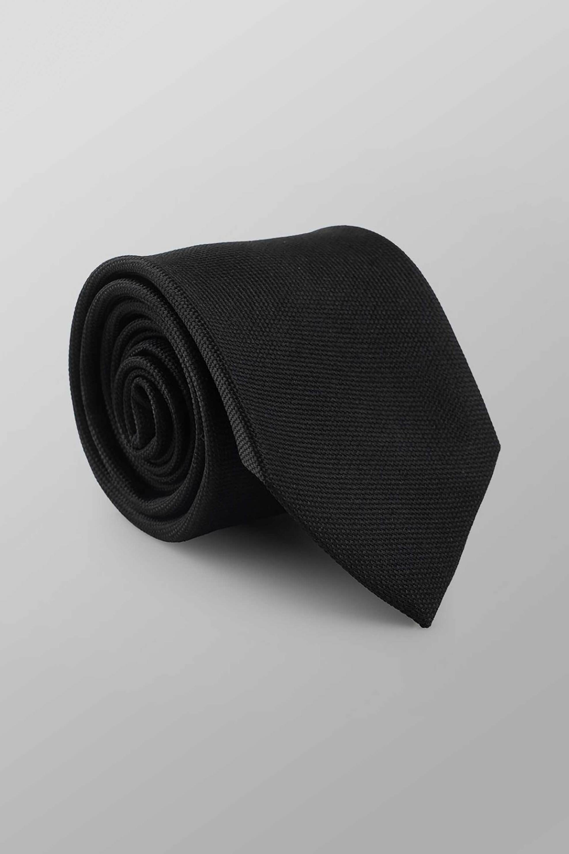 Oxford Company ανδρική μεταξωτή γραβάτα μονόχρωμη Regular Fit - TIE62-100.01 Μαύρο