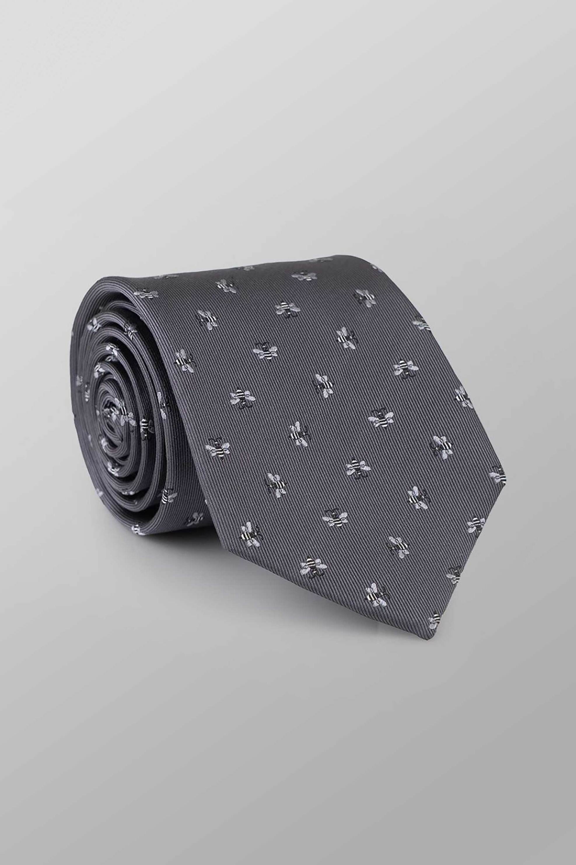 Oxford Company ανδρική μεταξωτή γραβάτα με σχέδιο Regular Fit - TIE62-401.01 Γκρι