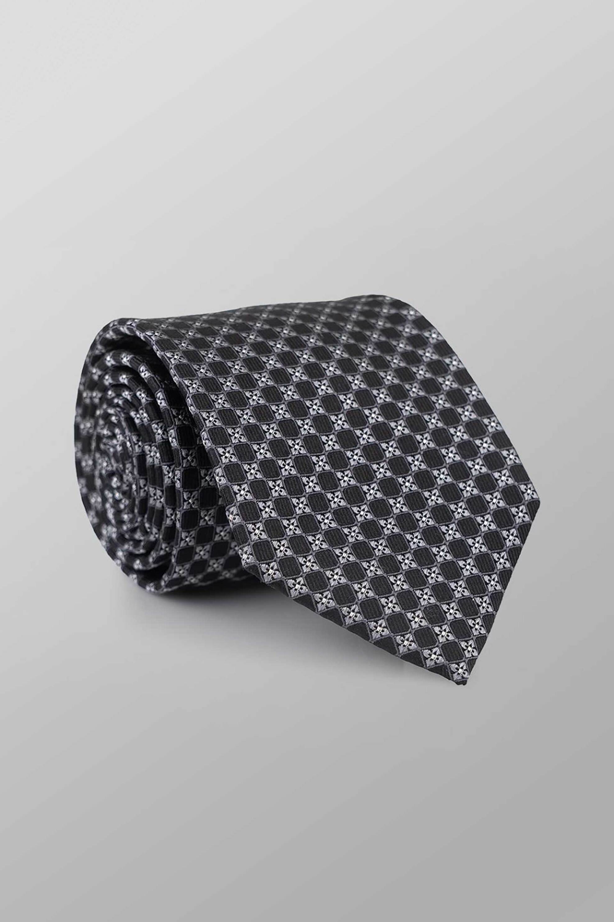 Oxford Company ανδρική μεταξωτή γραβάτα με σχέδιο Regular Fit - TIE62-402.04 Μαύρο