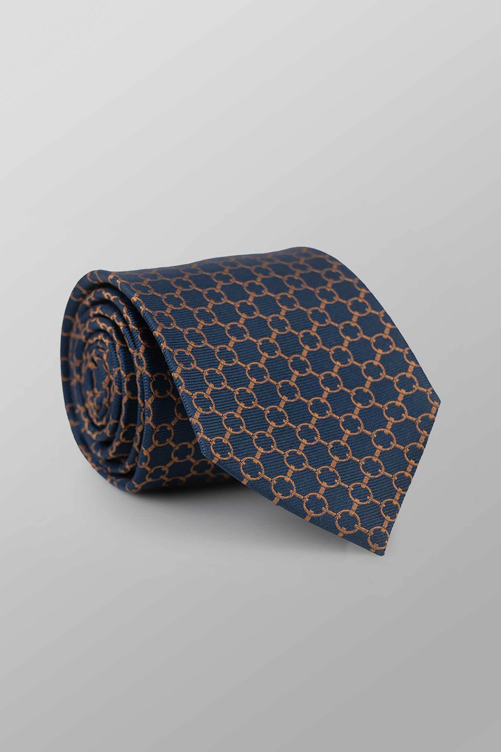 Oxford Company ανδρική μεταξωτή γραβάτα με σχέδιο Regular Fit - TIE62-406.02 Μπλε Σκούρο
