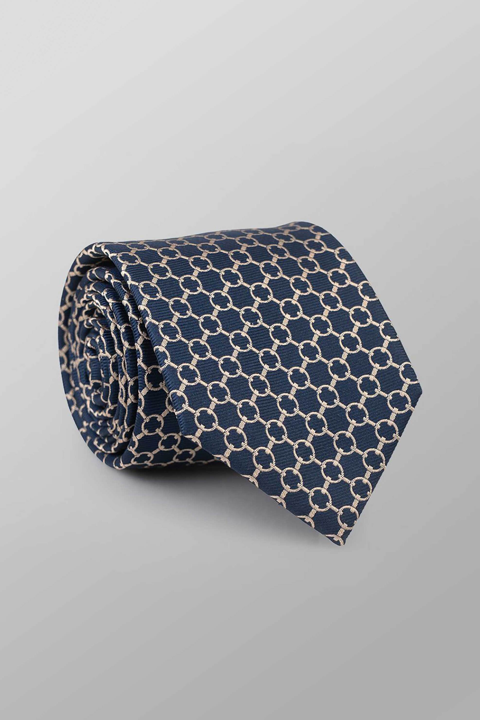 Oxford Company ανδρική μεταξωτή γραβάτα με σχέδιο Regular Fit - TIE62-406.03 Μπλε Σκούρο