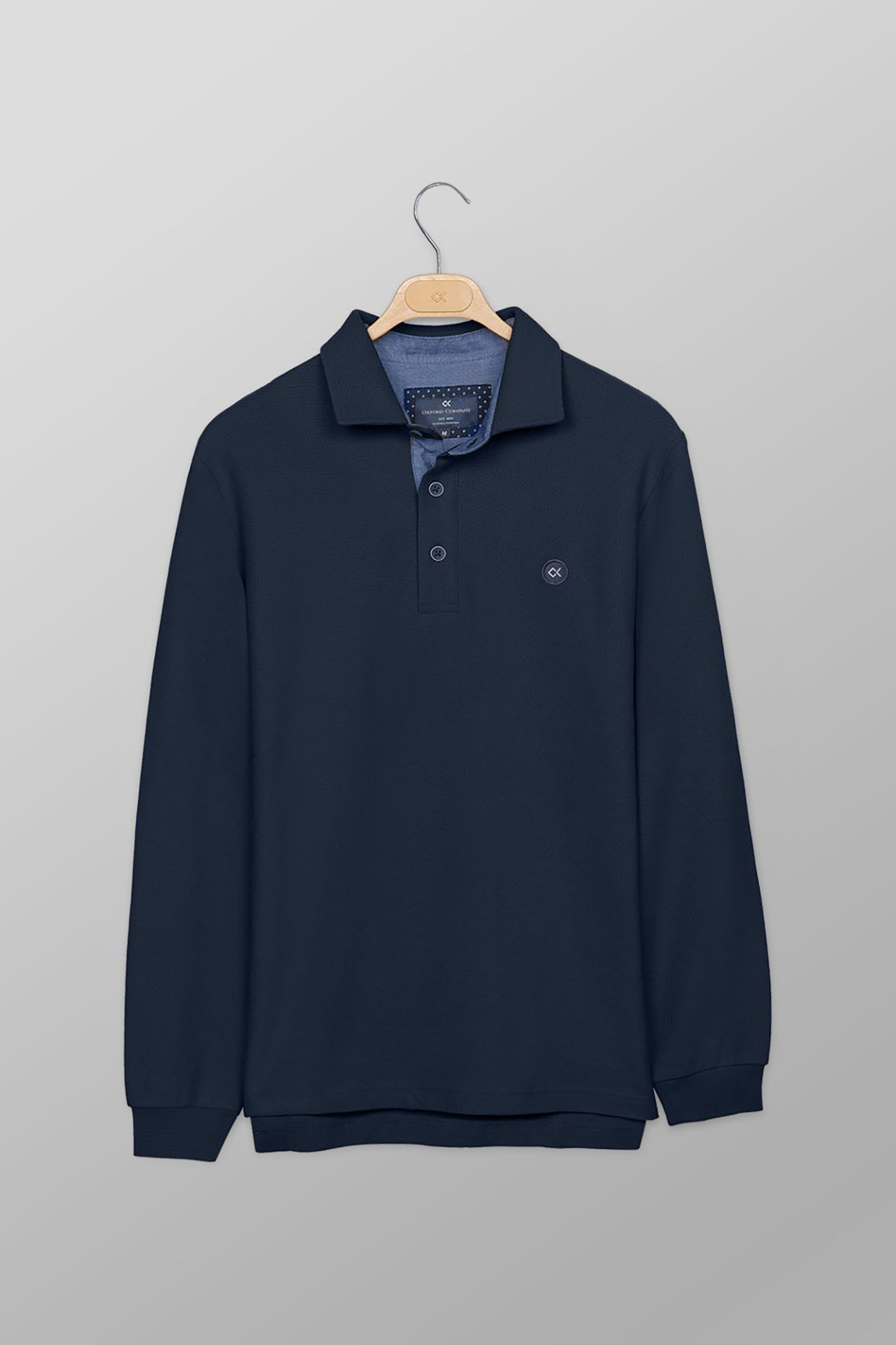 Oxford Company ανδρική μπλούζα πόλο πικέ μονόχρωμη με contrast λογότυπο Regular Fit - P617-PY50.17 Μπλε Σκούρο
