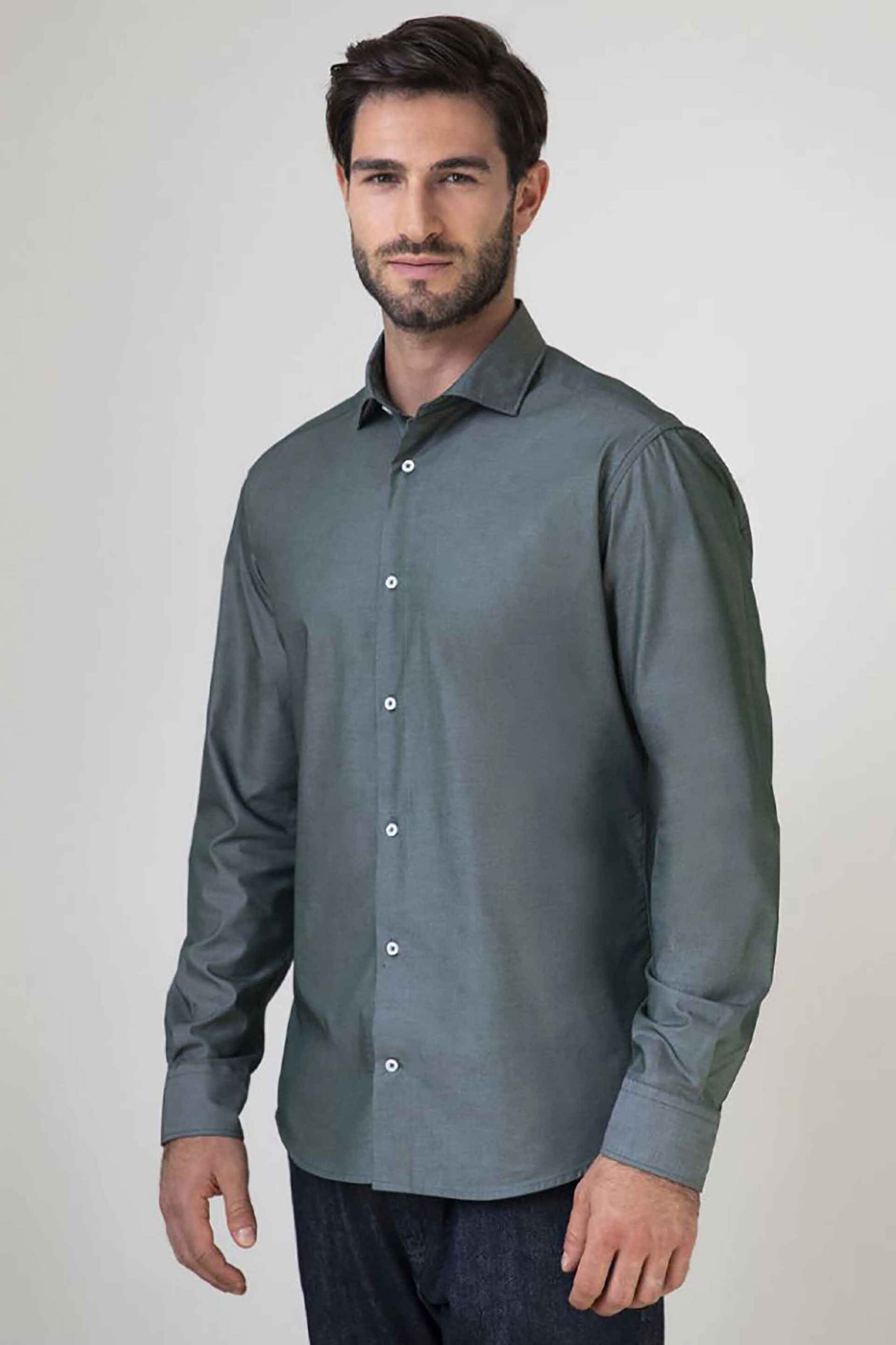 Oxford Company ανδρικό πουκάμισο romeo μονόχρωμο Slim Fit "Sport" - T110-RY21.03 Πράσινο Σκούρο