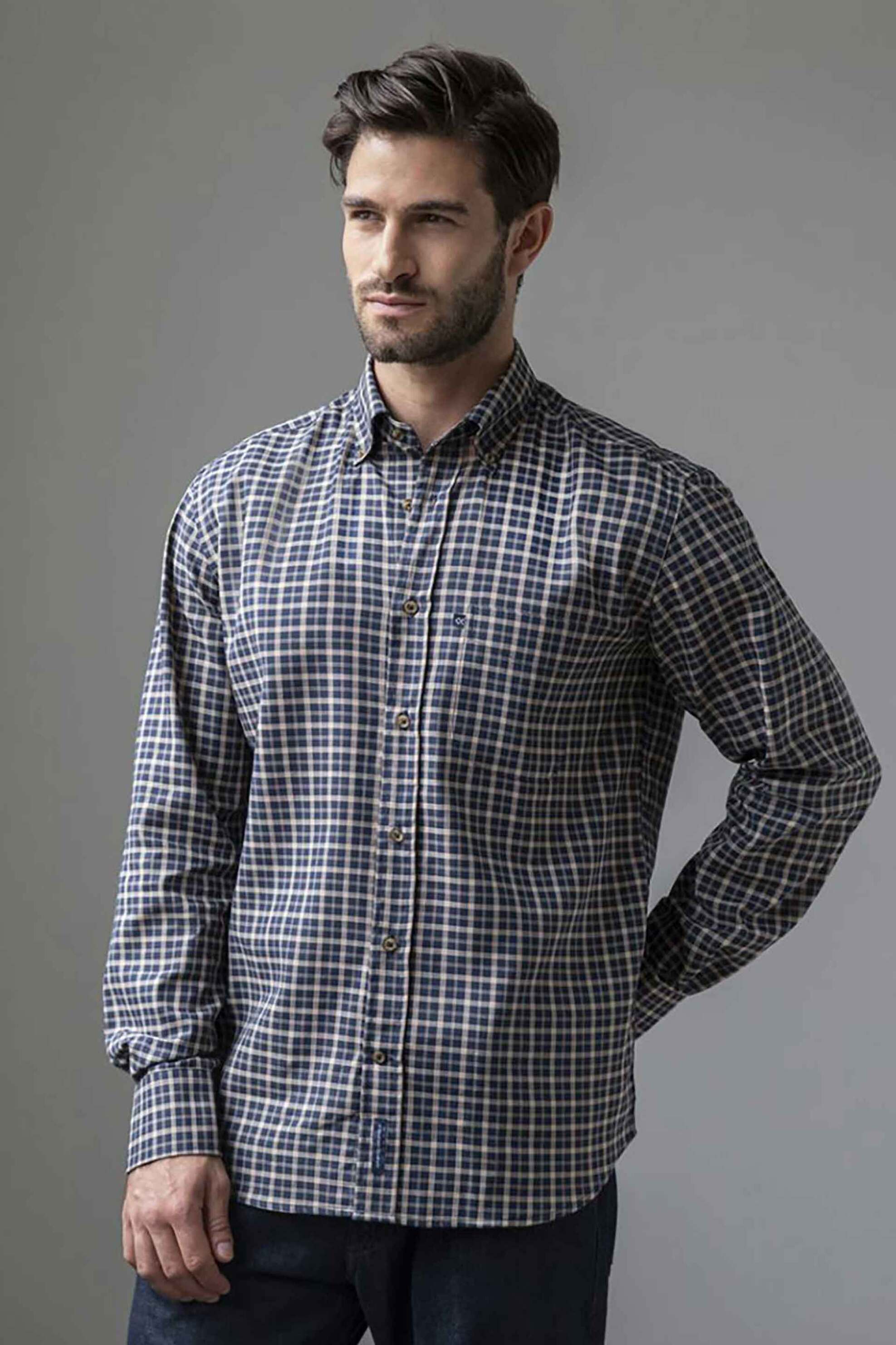 Oxford Company ανδρικό πουκάμισο button down με καρό σχέδιο Regular Fit "Sport" - S131-BY10.01 Μαύρο