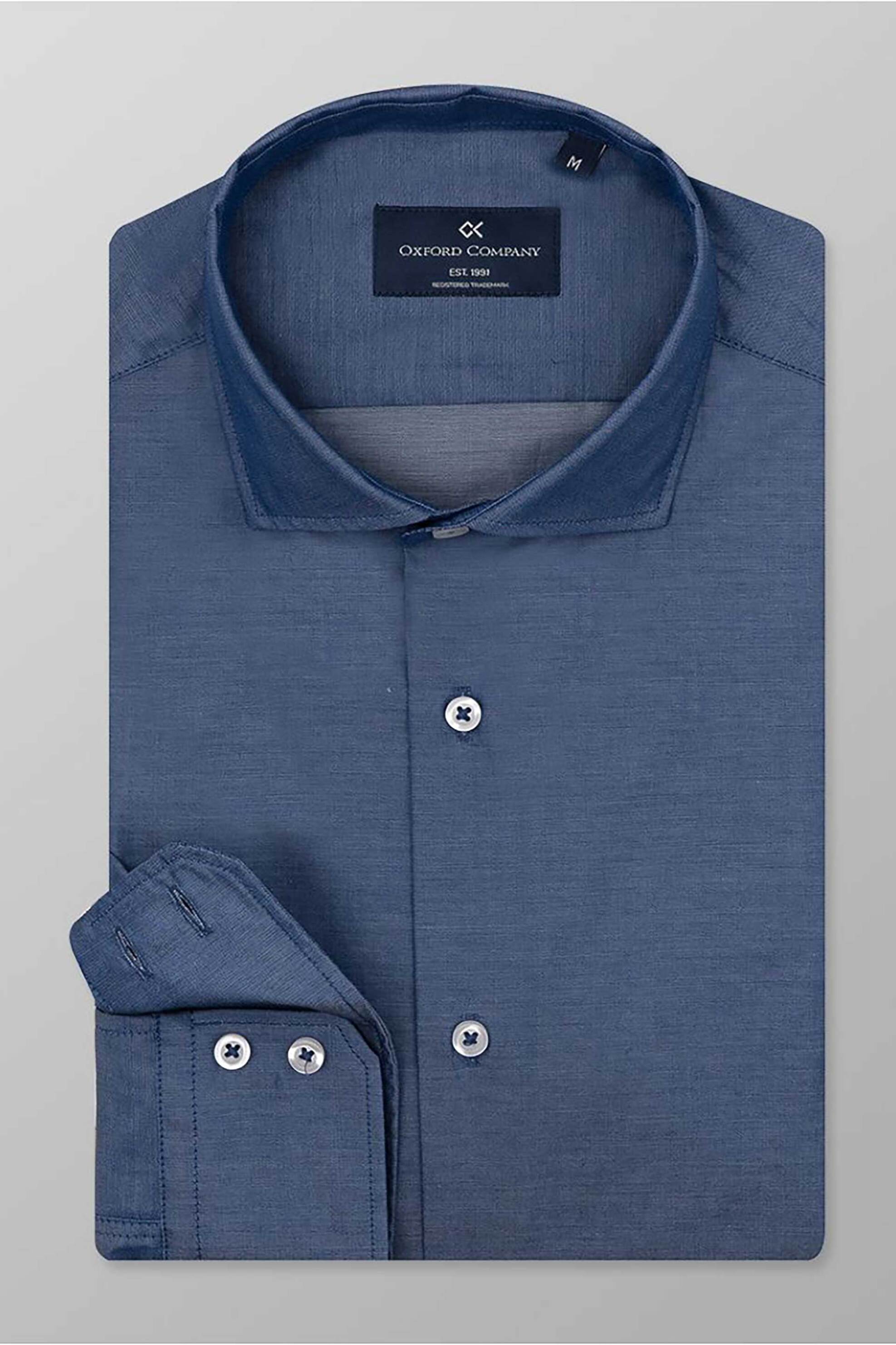 Oxford Company ανδρικό πουκάμισο romeo μονόχρωμο Slim Fit "Sport" - T110-RY21.02 Μπλε