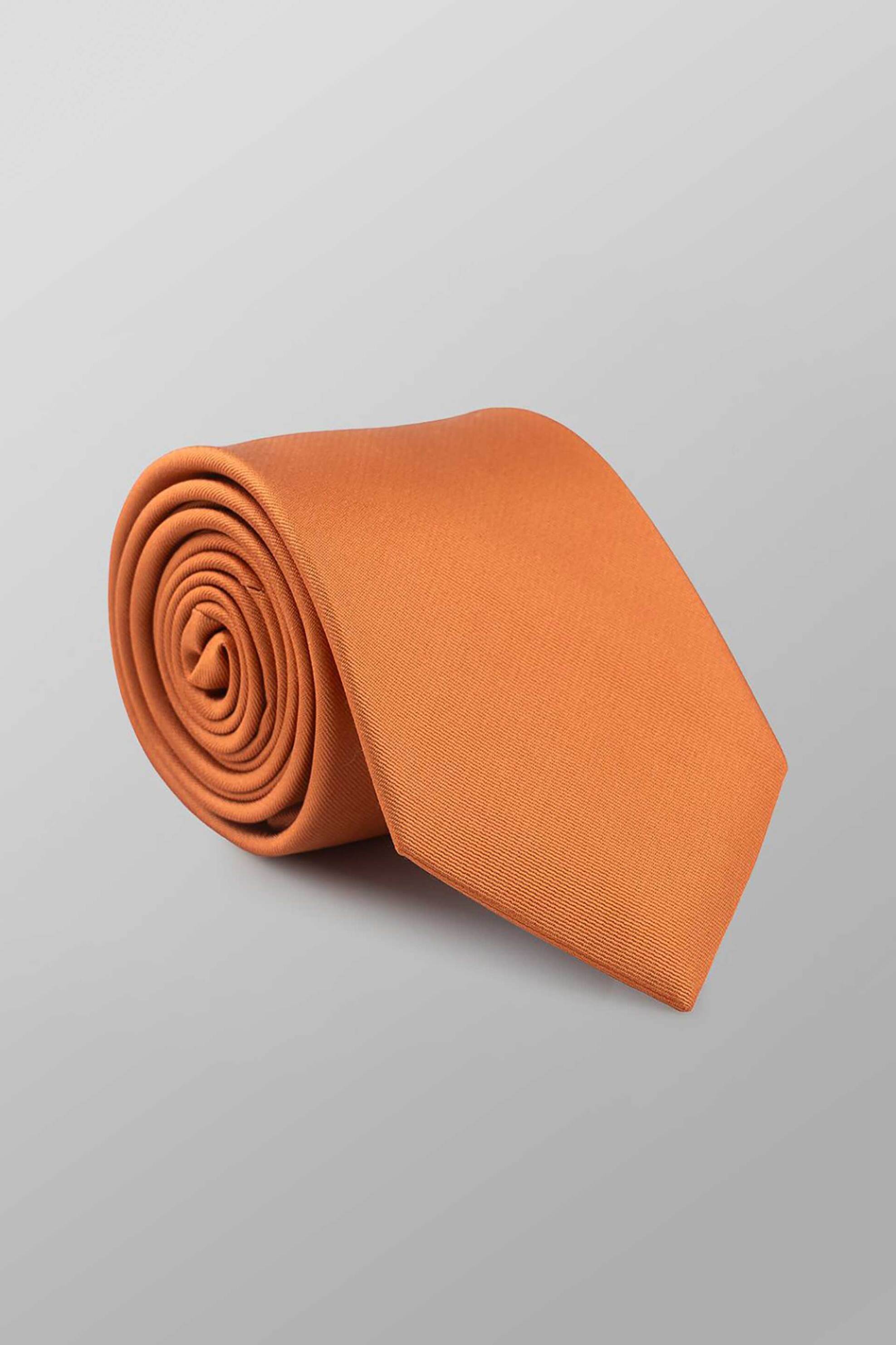 Oxford Company ανδρική μεταξωτή γραβάτα μονόχρωμη Regular Fit - TIE62-101.08 Πορτοκαλί