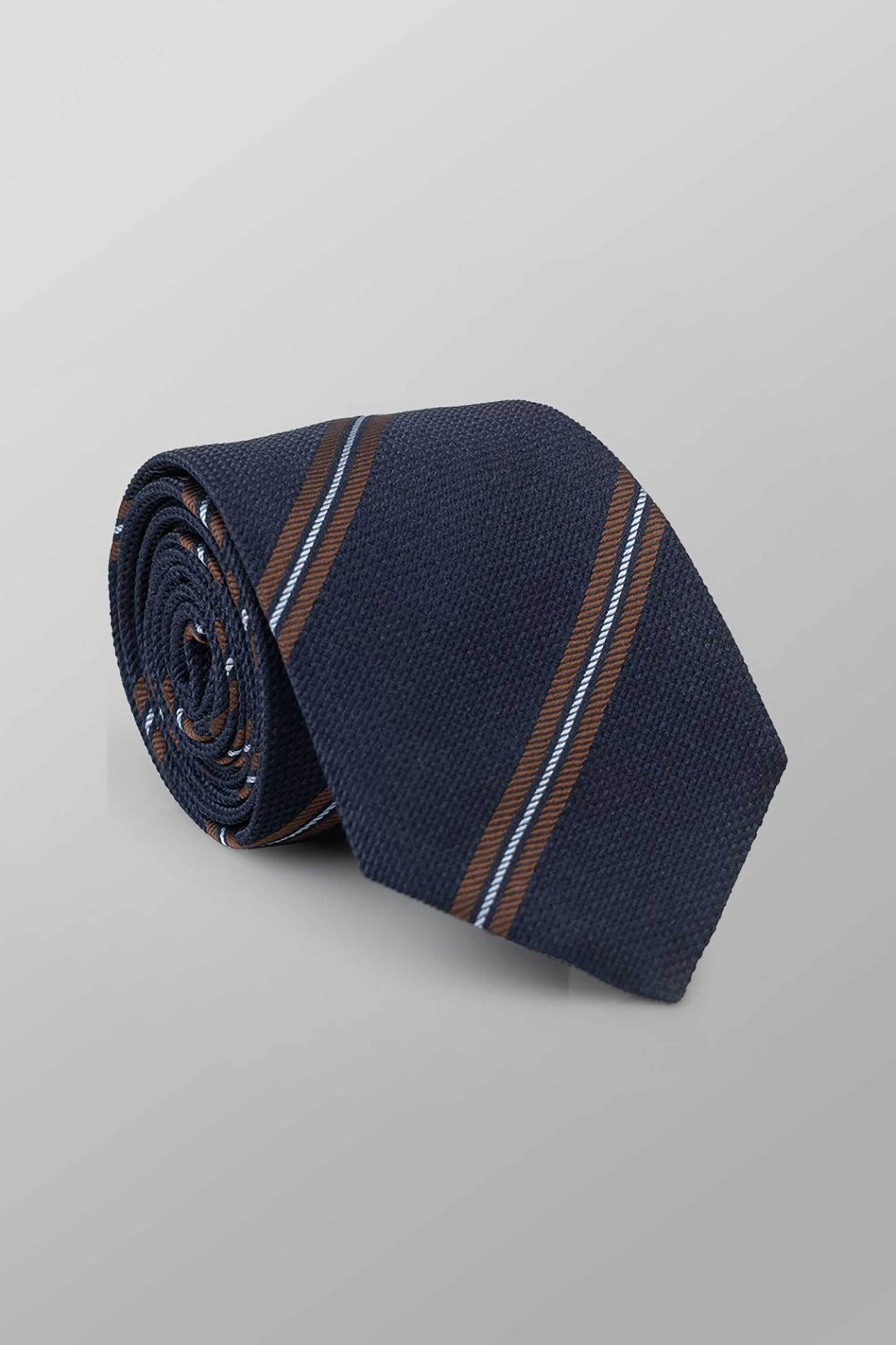 Oxford Company ανδρική μεταξωτή γραβάτα με ριγέ σχέδιο Regular Fit - TIE62-200.01 Μπλε Σκούρο