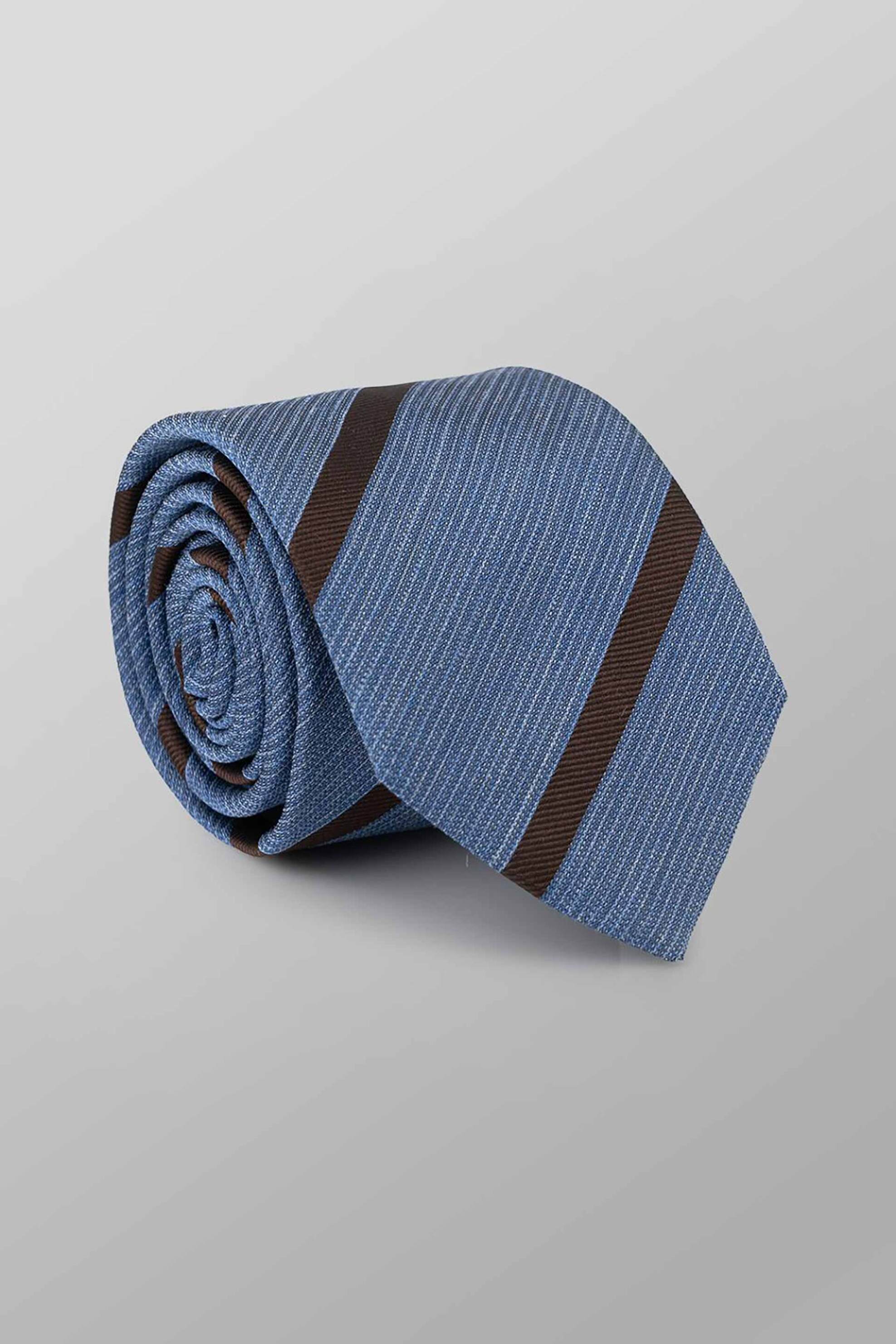 Oxford Company ανδρική μεταξωτή γραβάτα με ριγέ σχέδιο Regular Fit - TIE62-203.02 Μπλε Ανοιχτό