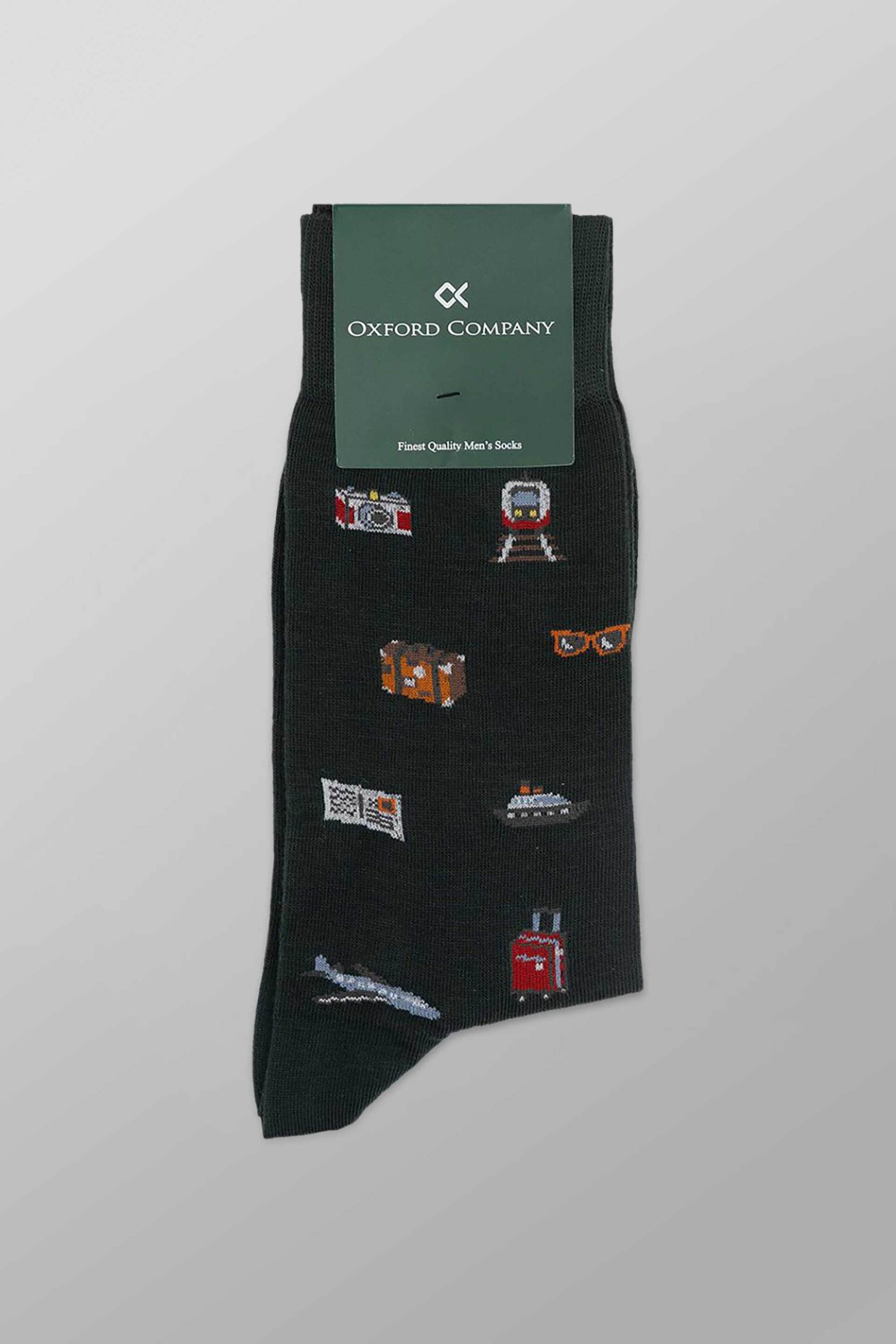 Oxford Company ανδρικές μακριές κάλτσες με σχέδιο - SC62-1413.01 Πράσινο Σκούρο
