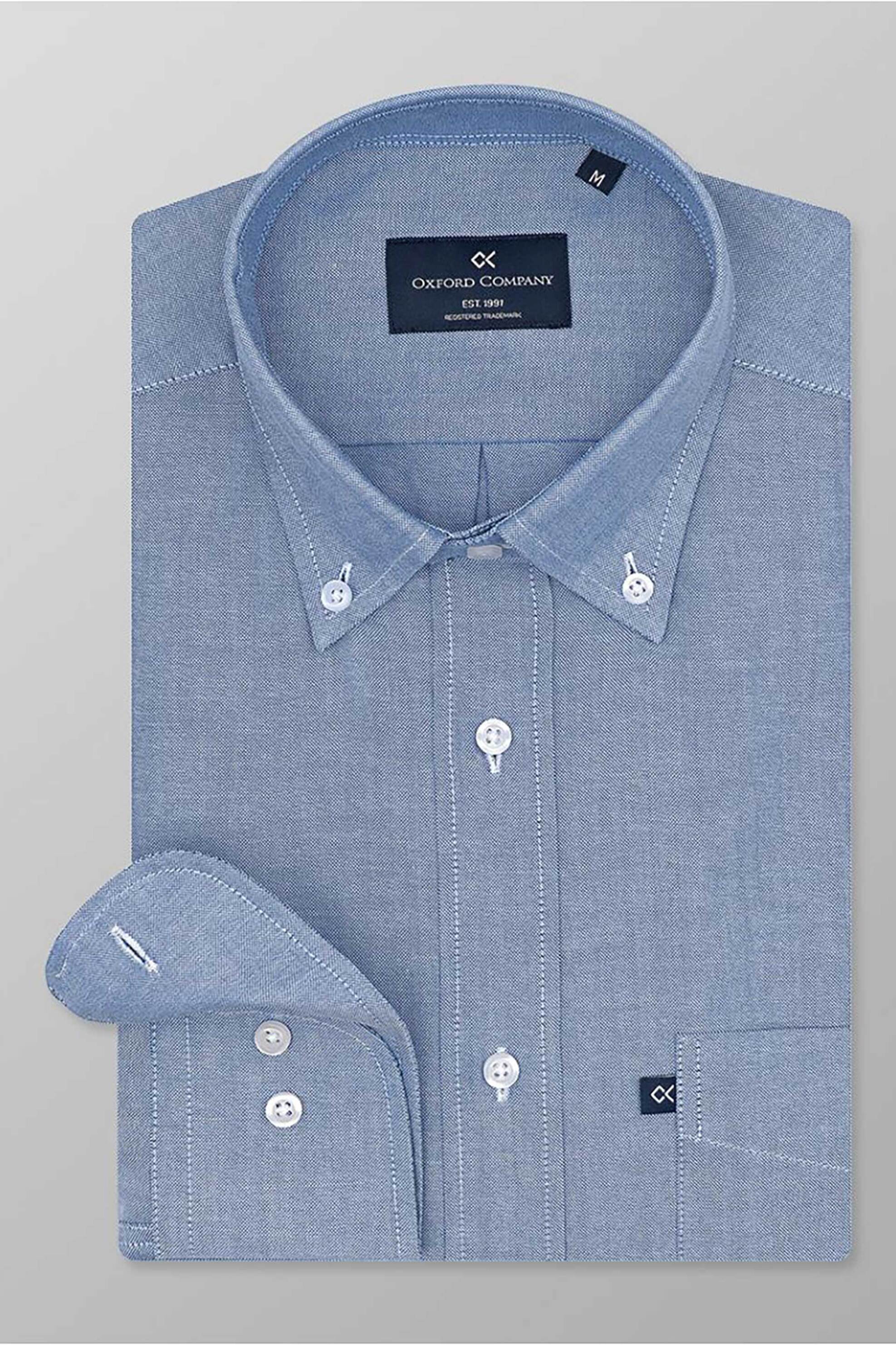 Oxford Company ανδρικό πουκάμισο button down μονόχρωμο Regular Fit "Sport" - O112-BY10.02 Μπλε Ανοιχτό