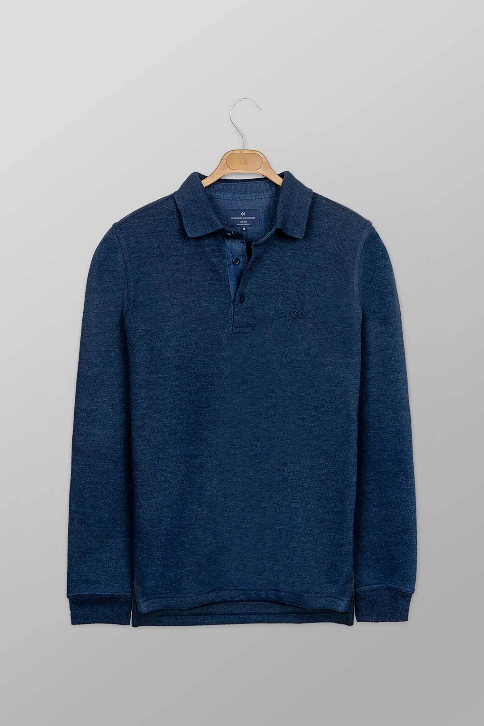 Oxford Company ανδρική μπλούζα πόλο μονόχρωμη με κεντημένο λογότυπο Regular Fit - P213-PY50.02 Μπλε