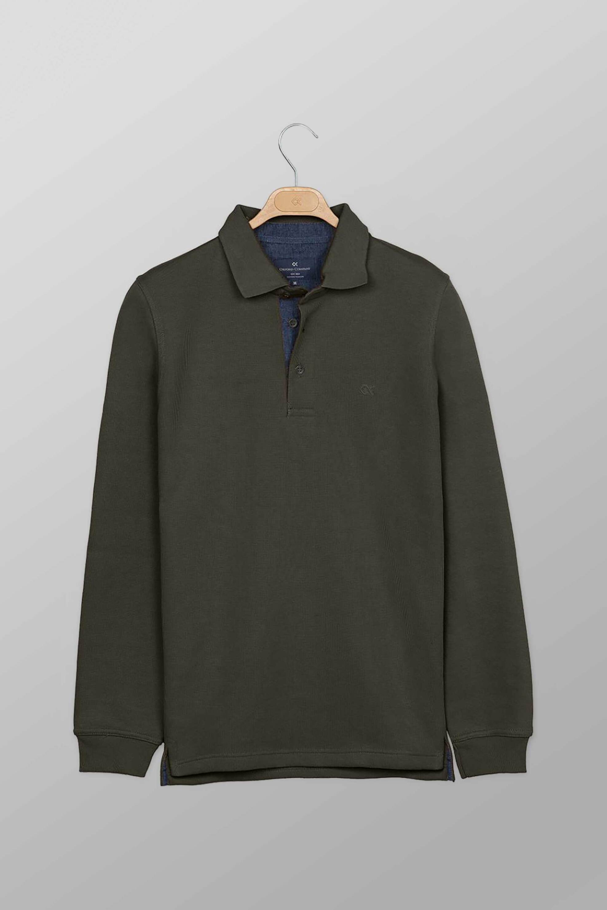 Oxford Company ανδρική μπλούζα πόλο μονόχρωμη με κεντημένο λογότυπο Regular Fit - P213-PY50.04 Λαδί