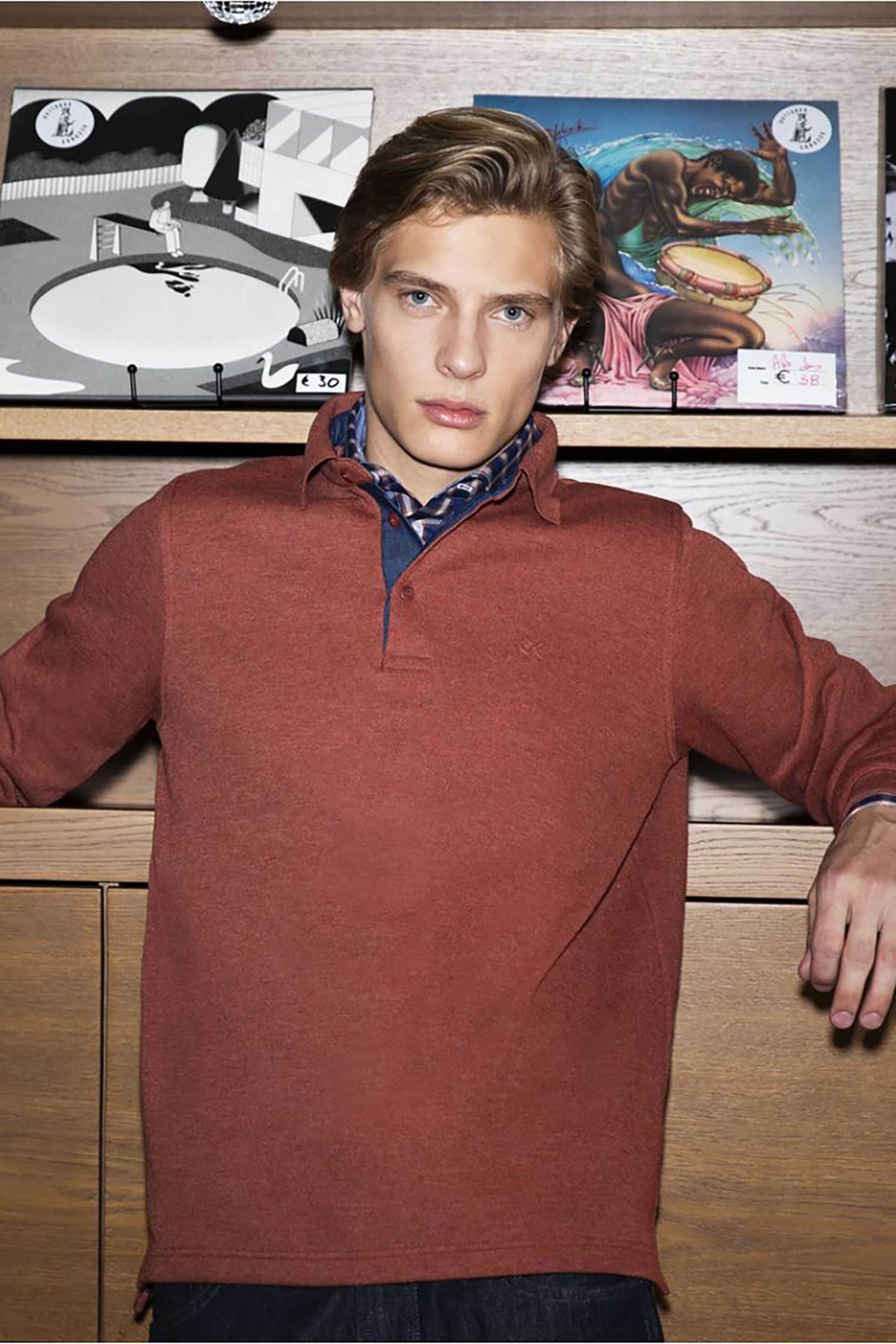 Oxford Company ανδρική μπλούζα πόλο μονόχρωμη με κεντημένο λογότυπο Regular Fit - P213-PY50.08 Κεραμιδί