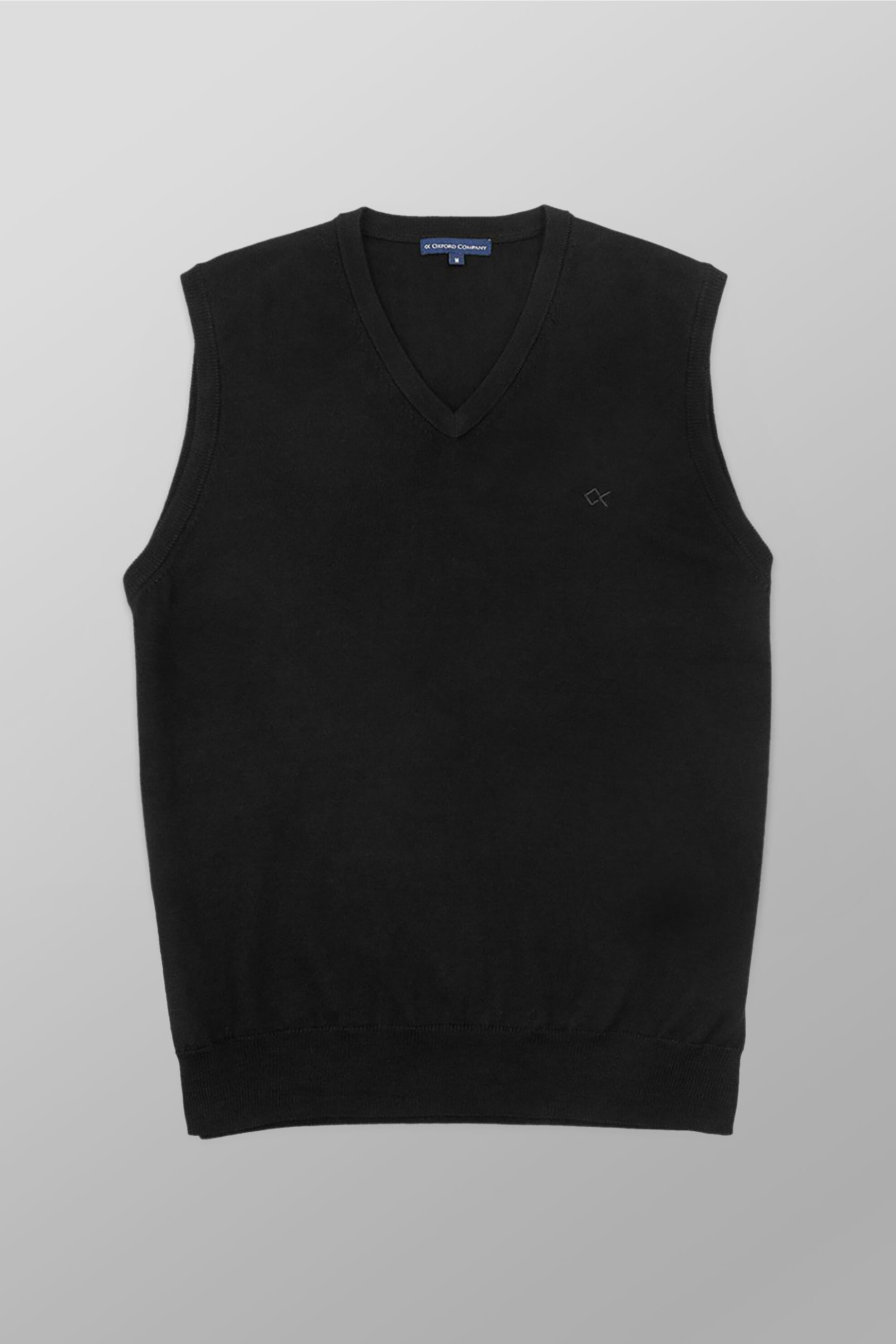 Oxford Company ανδρική μάλλινη αμάνικη μπλούζα μονόχρωμη με V και κεντημένο λογότυπο Regular Fit - X507-VU40.04 Μαύρο