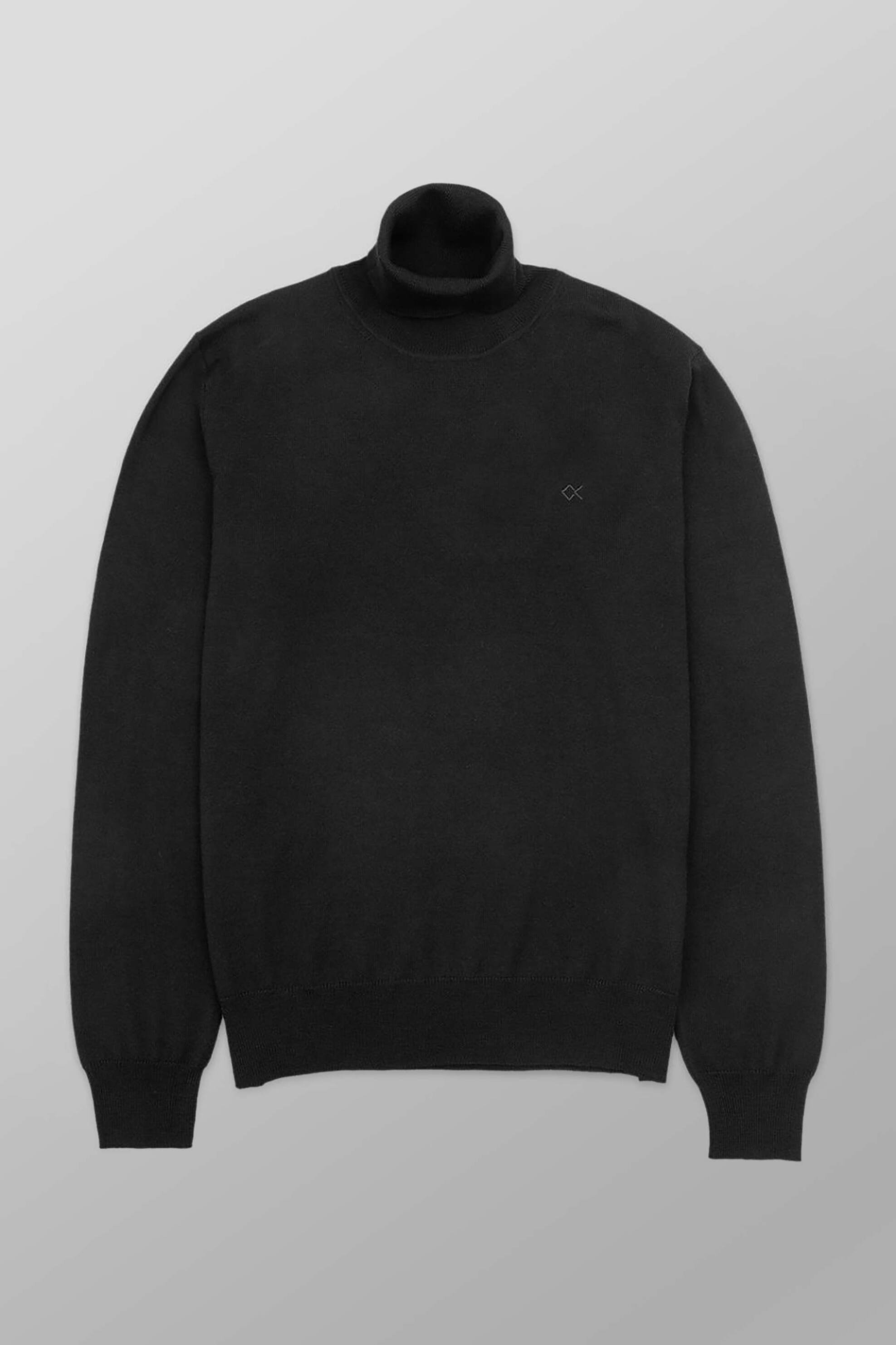 Oxford Company ανδρική μάλλινη μπλούζα ζιβάγκο μονόχρωμη με κεντημένο λογότυπο Regular Fit - X507-ZU60.04 Μαύρο