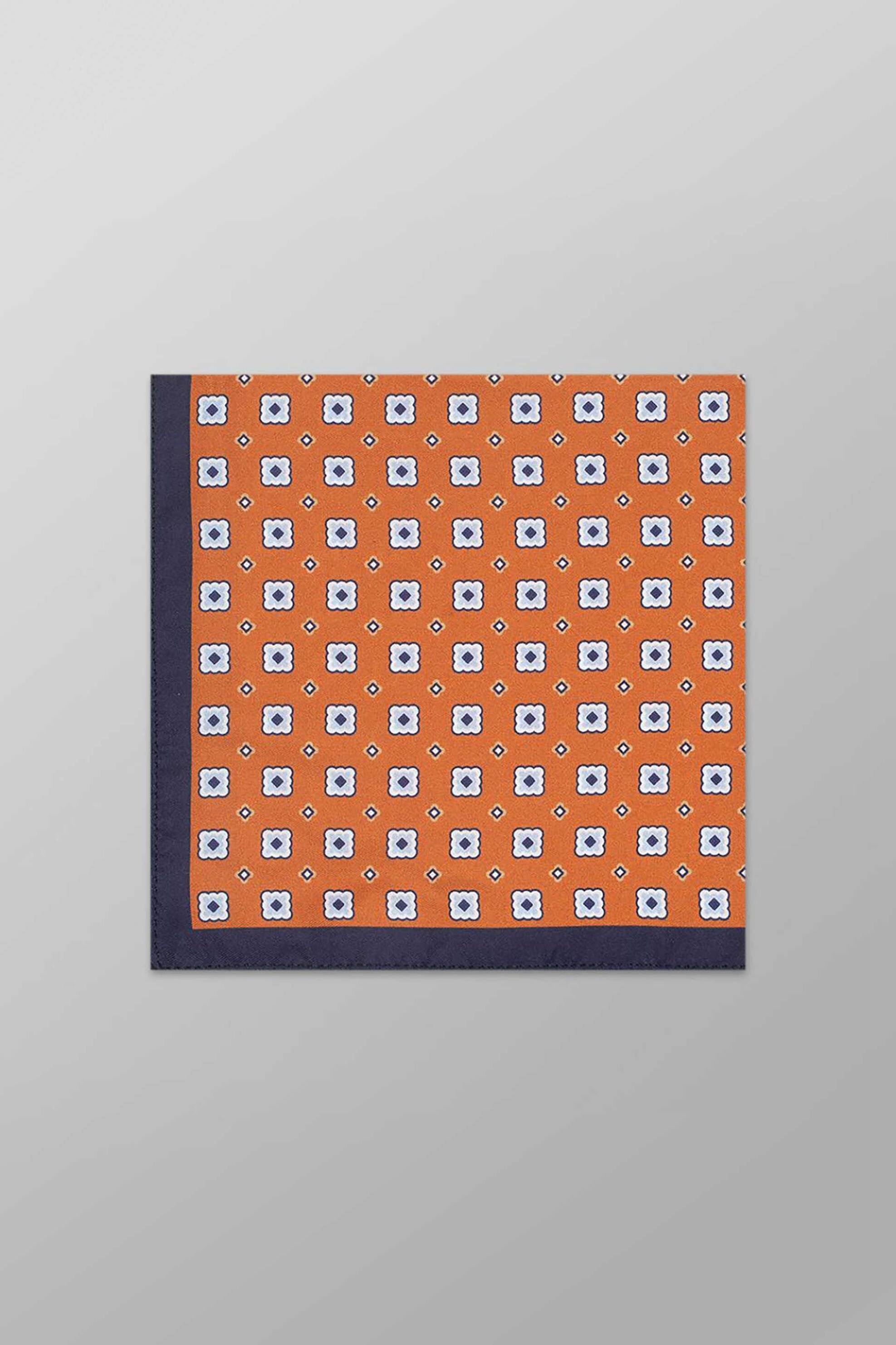 Oxford Company ανδρικό μεταξωτό μαντήλι τσέπης με σχέδιο - M461-FY60.01 Πορτοκαλί