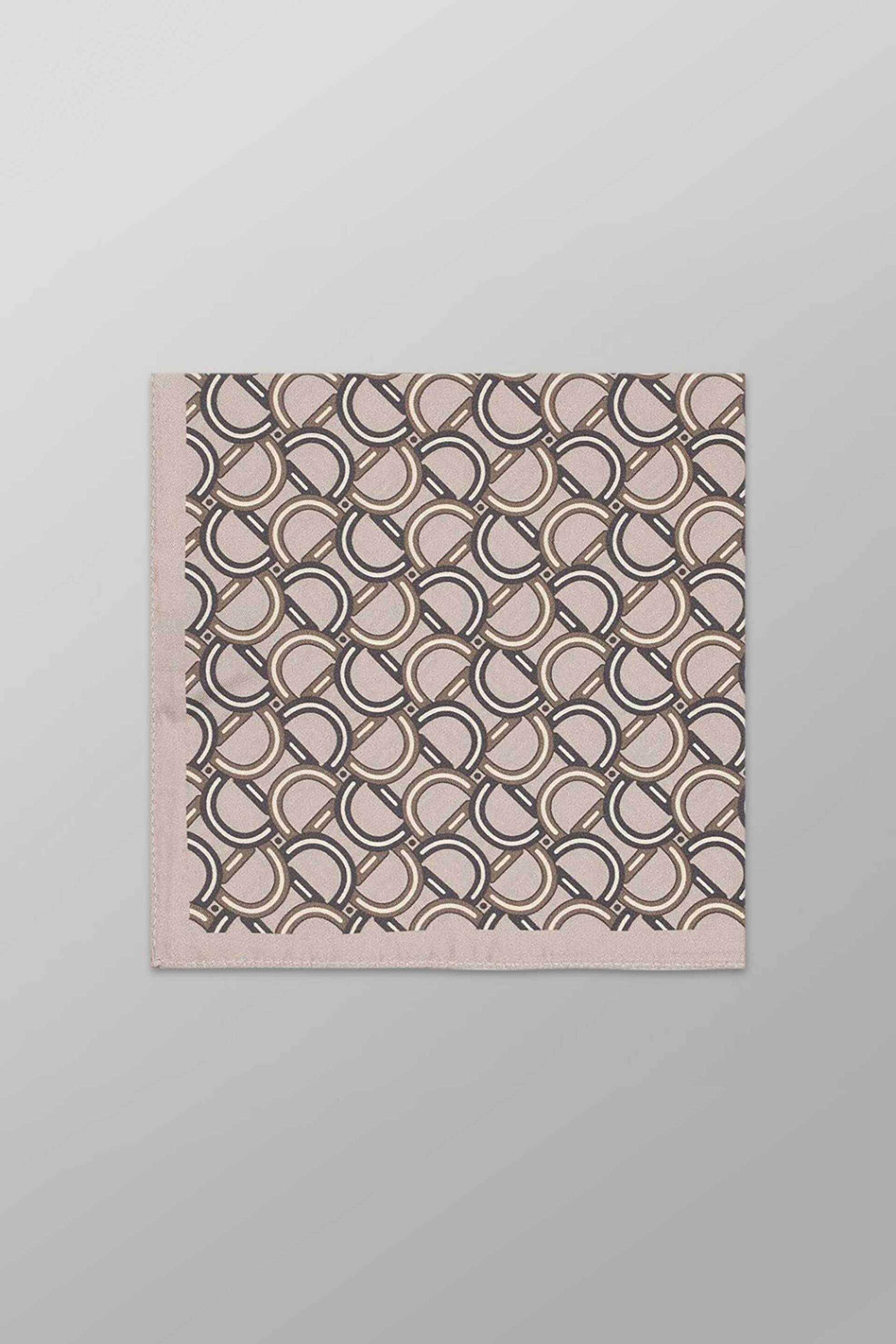 Oxford Company ανδρικό μεταξωτό μαντήλι τσέπης με σχέδιο - M463-FY60.01 Μπεζ