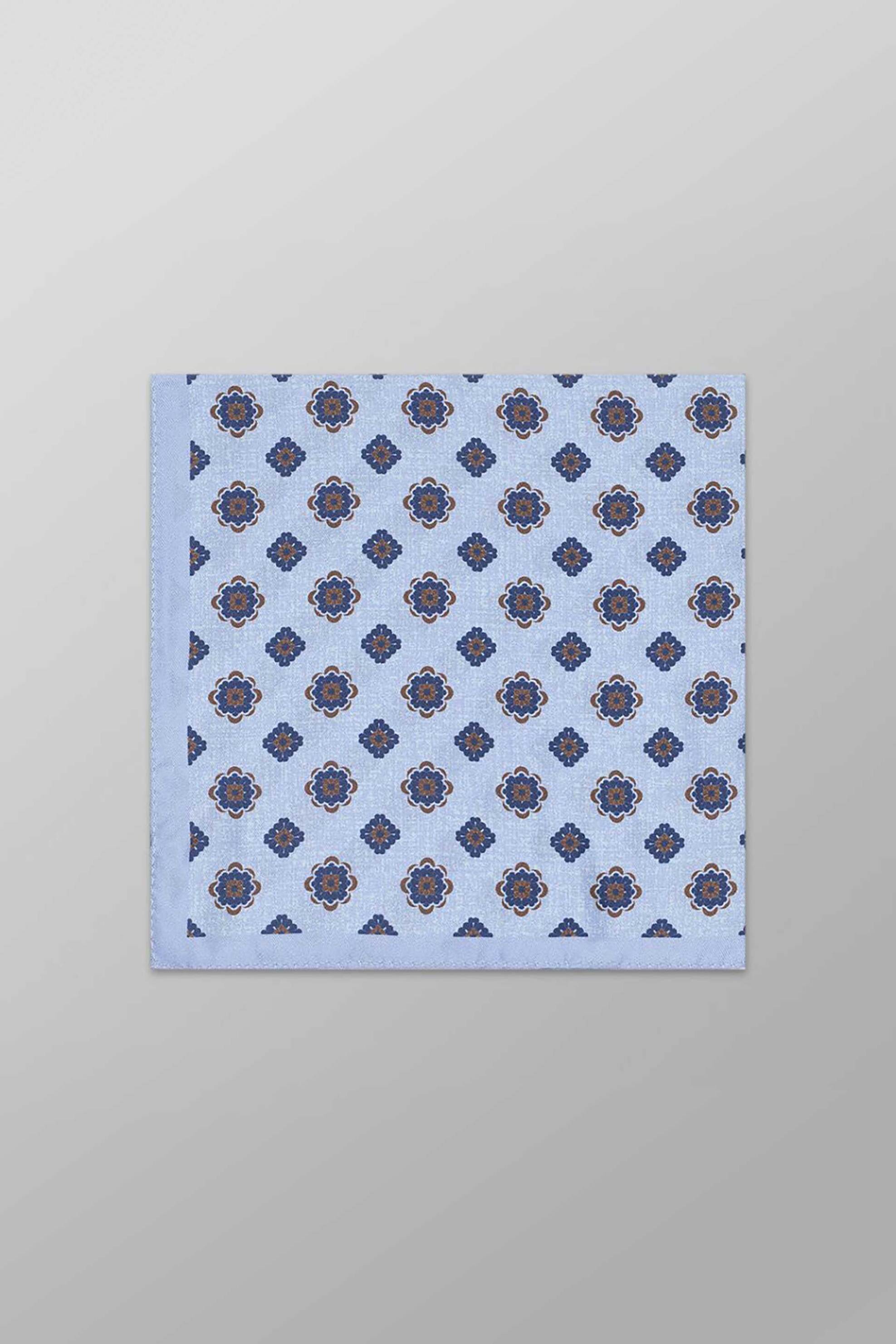 Oxford Company ανδρικό μεταξωτό μαντήλι τσέπης με σχέδιο - M468-FY60.01 Σιελ