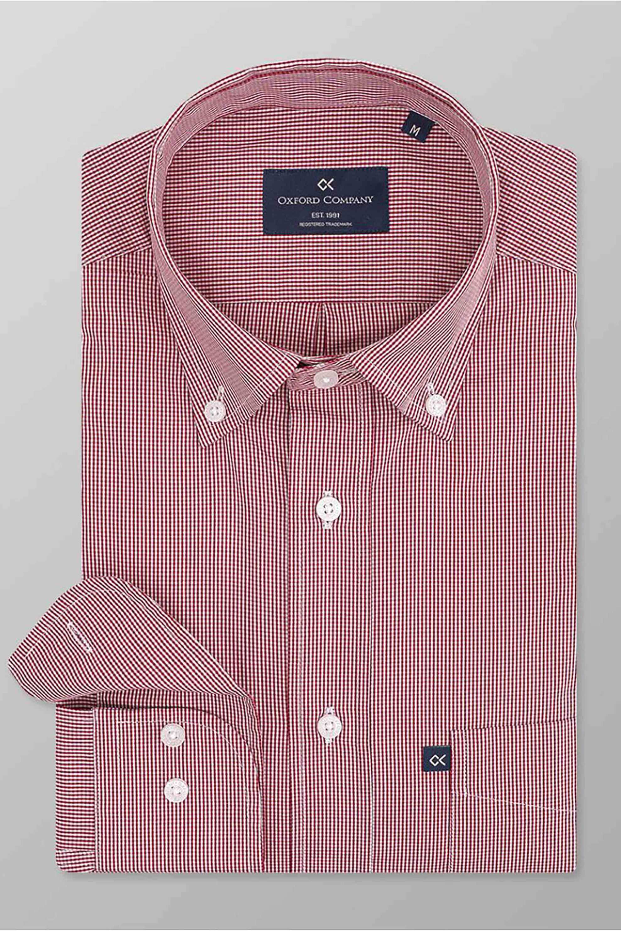 Oxford Company ανδρικό sport πουκάμισο button down ριγέ Regular Fit - M137-BY10.01 Κόκκινο