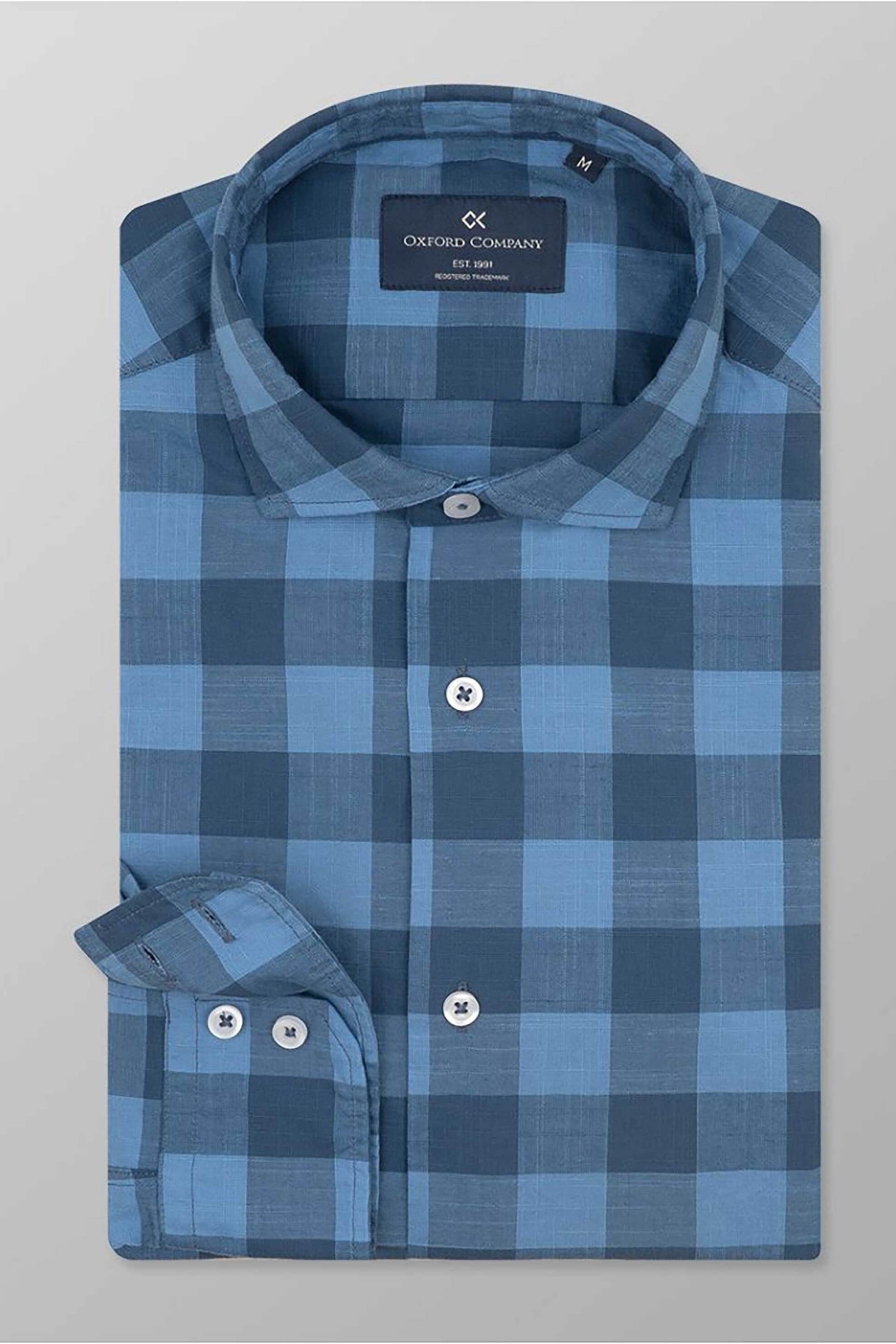 Oxford Company ανδρικό sport πουκάμισο καρό Slim Fit "Romeo" - F131-RZ21.01 Μπλε-Γαλάζιο