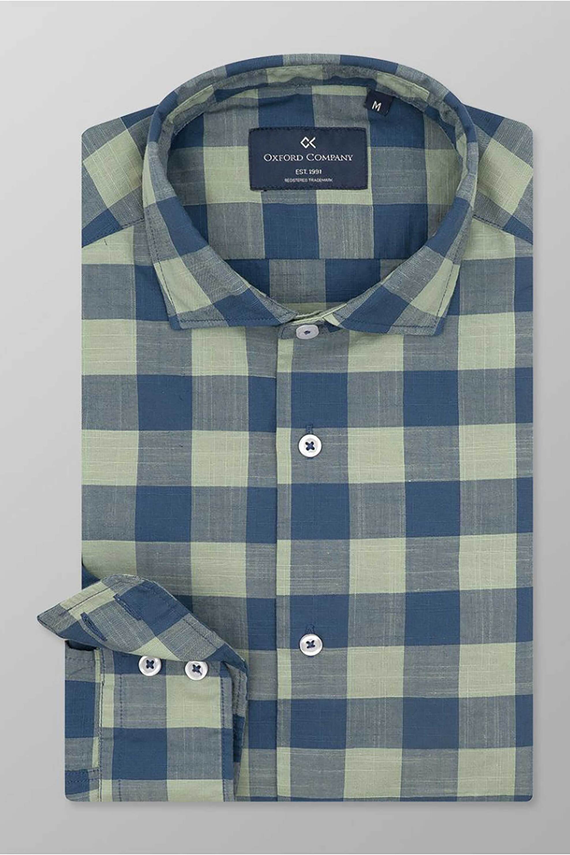 Oxford Company Ανδρικό Sport Πουκάμισο Καρό Slim Fit Romeo - F131-Rz21 02 Μπλε-Πράσινο