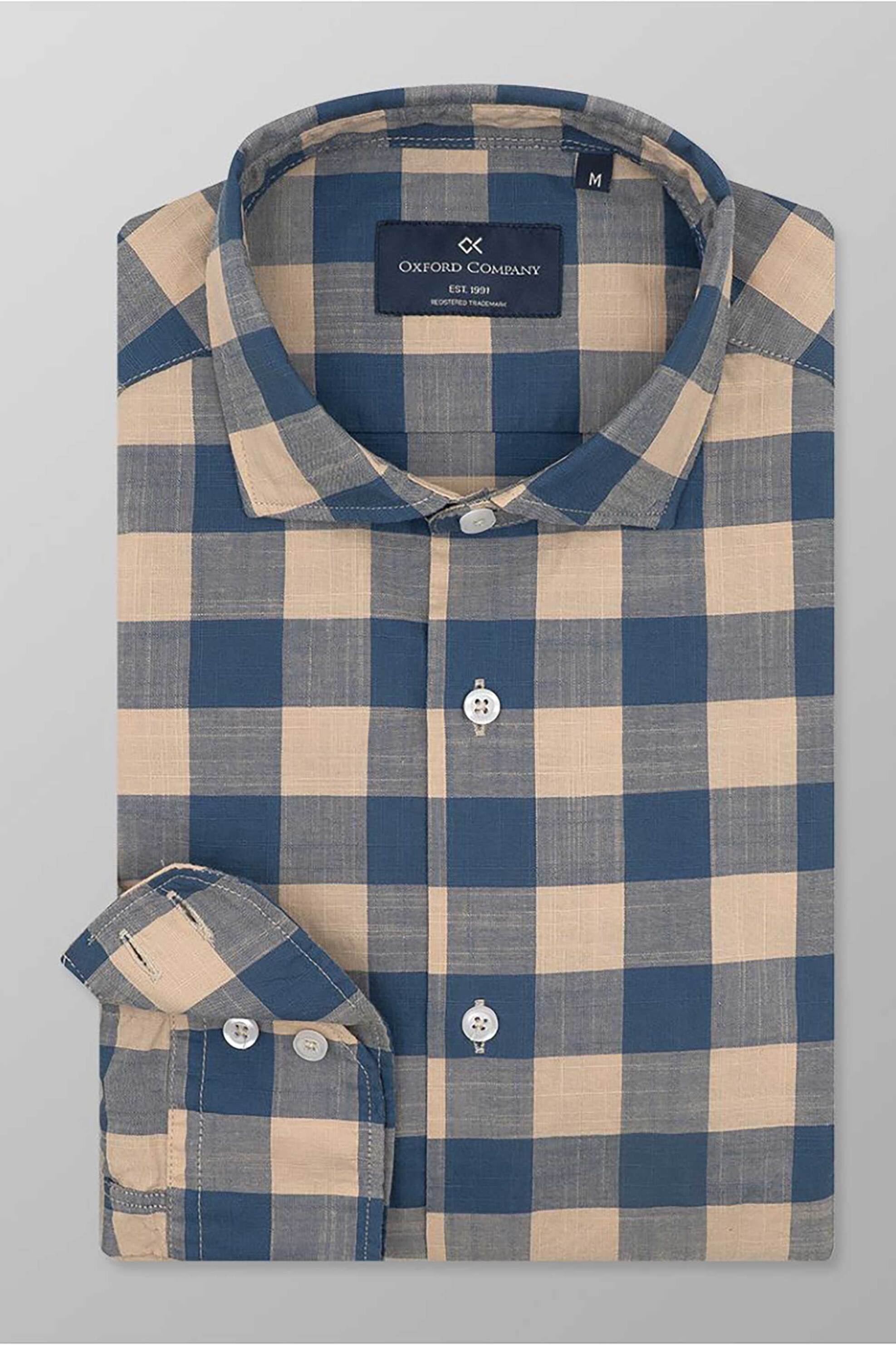 Oxford Company Ανδρικό Sport Πουκάμισο Καρό Slim Fit Romeo - F131-Rz21 03 Μπλε