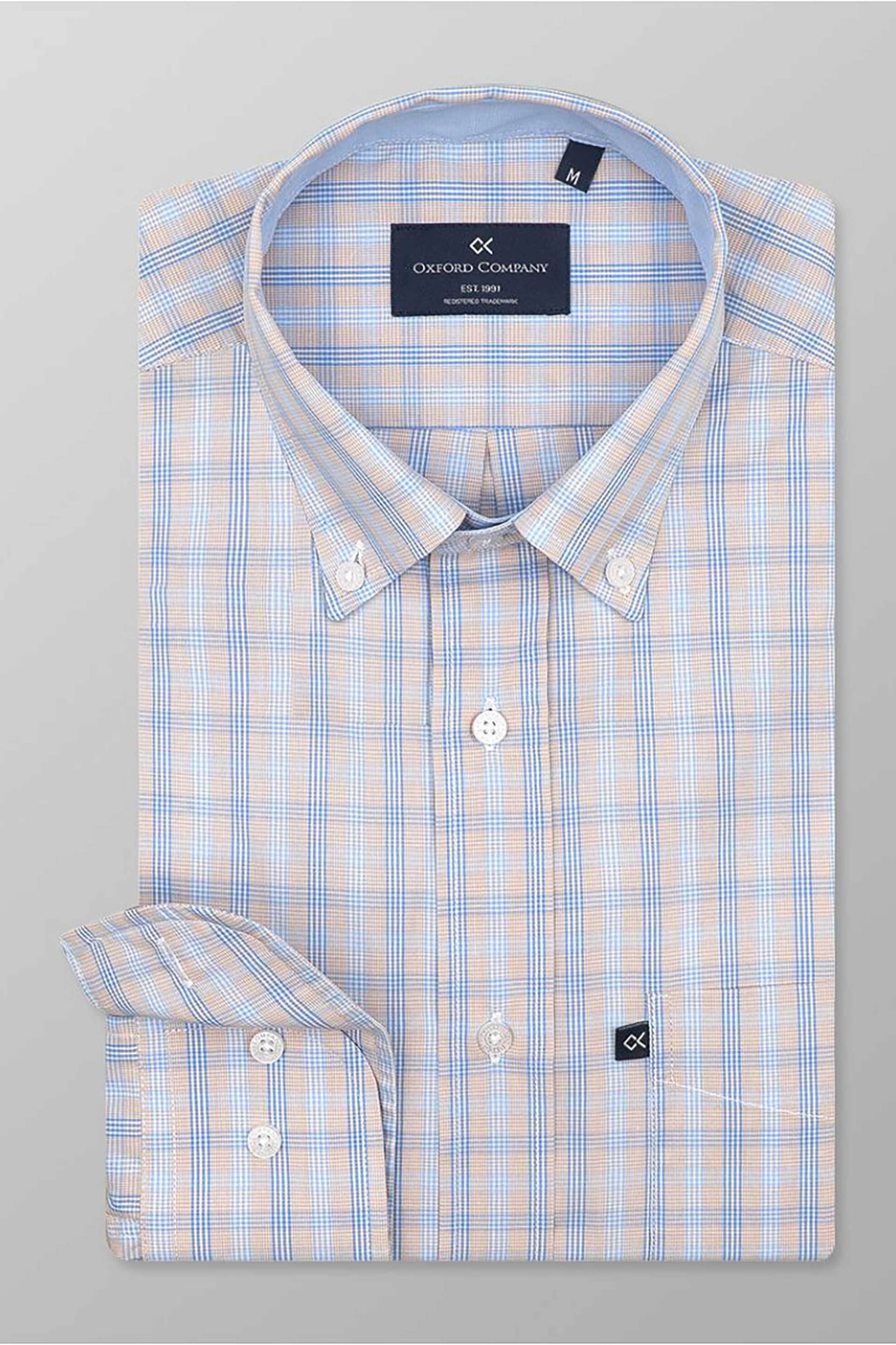 Oxford Company Ανδρικό Sport Πουκάμισο Button Down Καρό Regular Fit - M130-Bz10 01 Μπλε