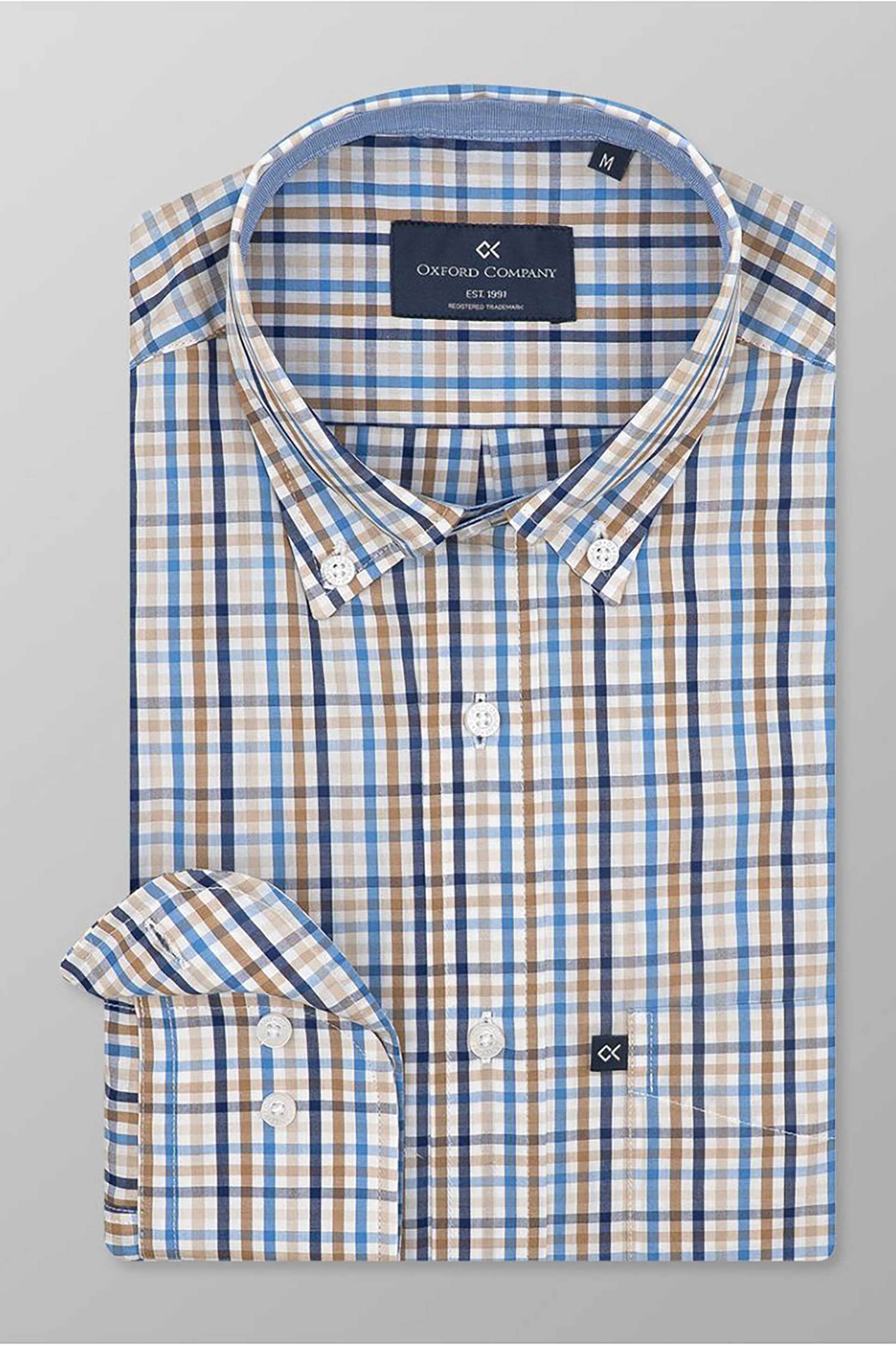 Oxford Company Ανδρικό Sport Πουκάμισο Button Down Καρό Regular Fit - M131-Bz10 01 Μπλε