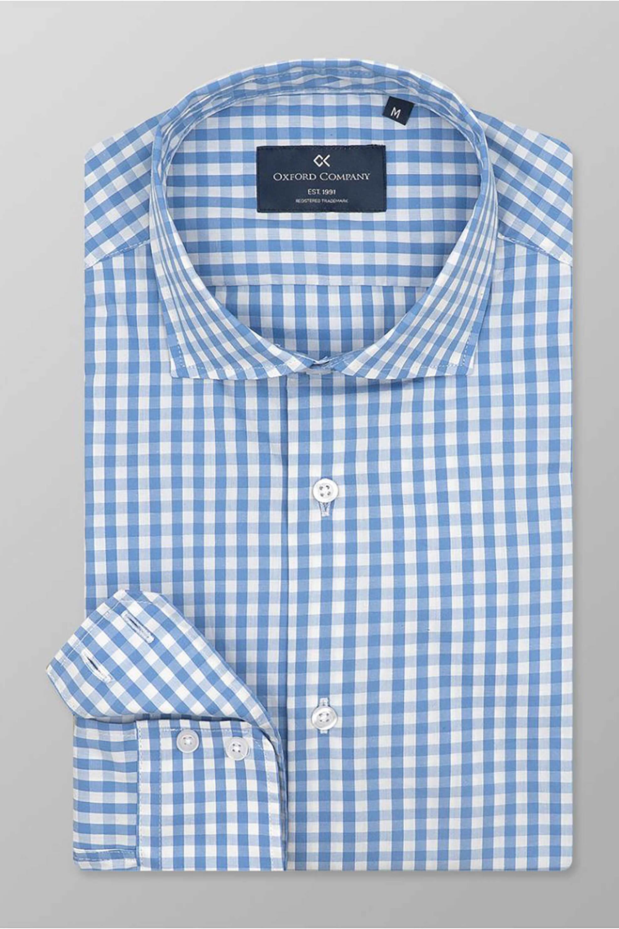 Oxford Company ανδρικό sport πουκάμισο καρό Slim Fit "Romeo" - M137-RZ21.01 Γαλάζιο