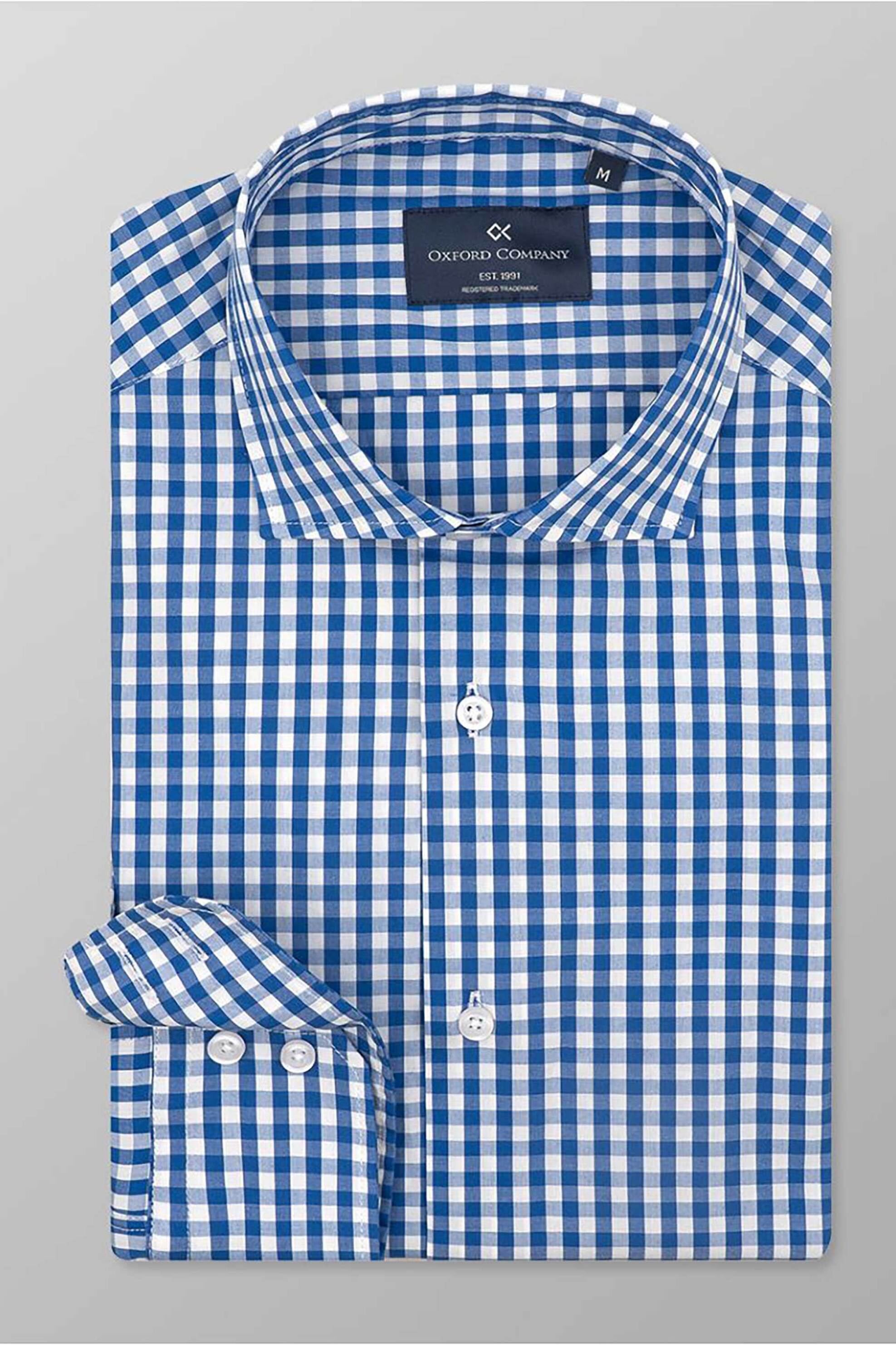 Oxford Company ανδρικό sport πουκάμισο καρό Slim Fit "Romeo" - M137-RZ21.02 Μπλε