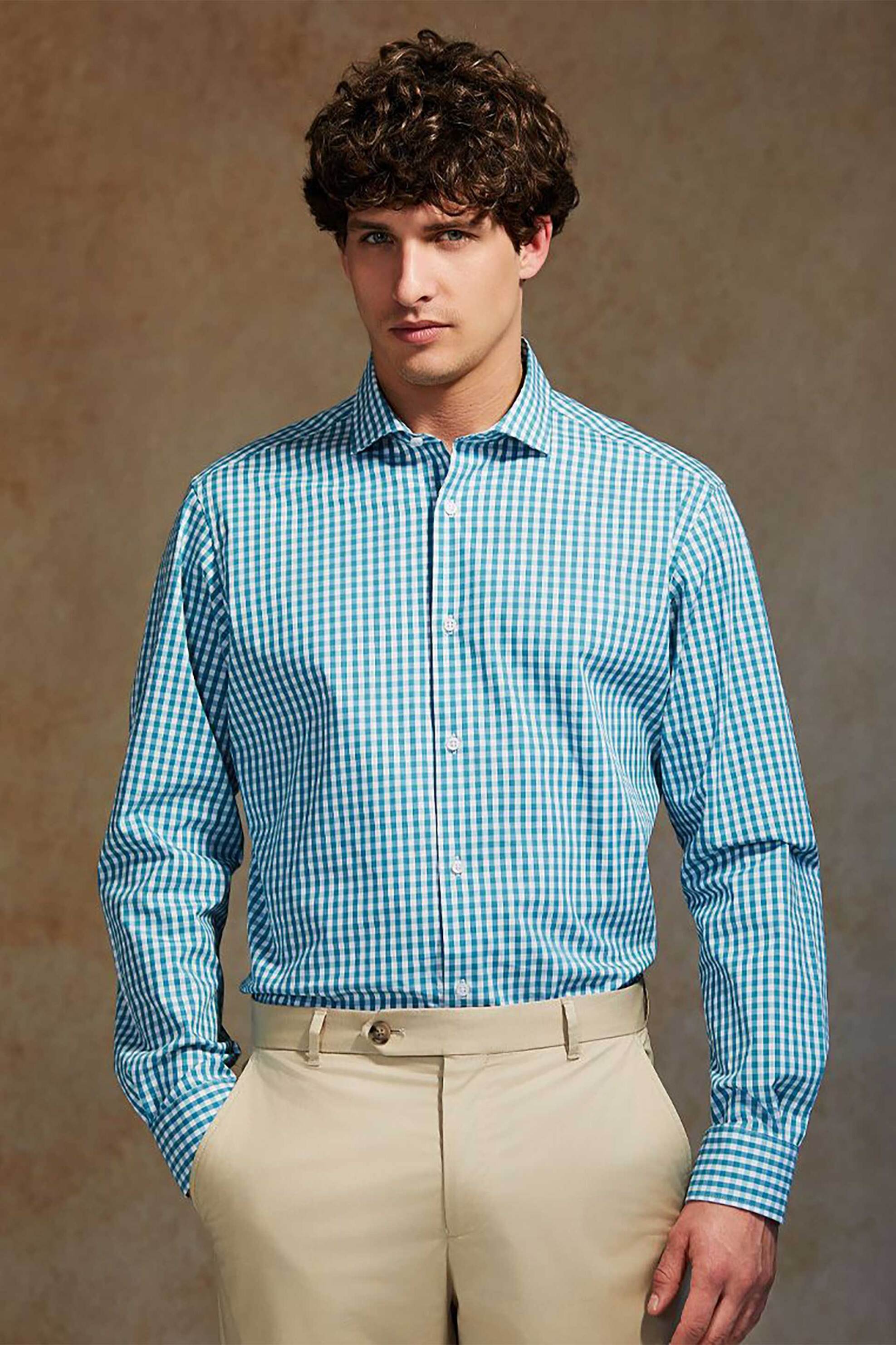 Oxford Company ανδρικό sport πουκάμισο καρό Slim Fit "Romeo" - M137-RZ21.04 Μπλε