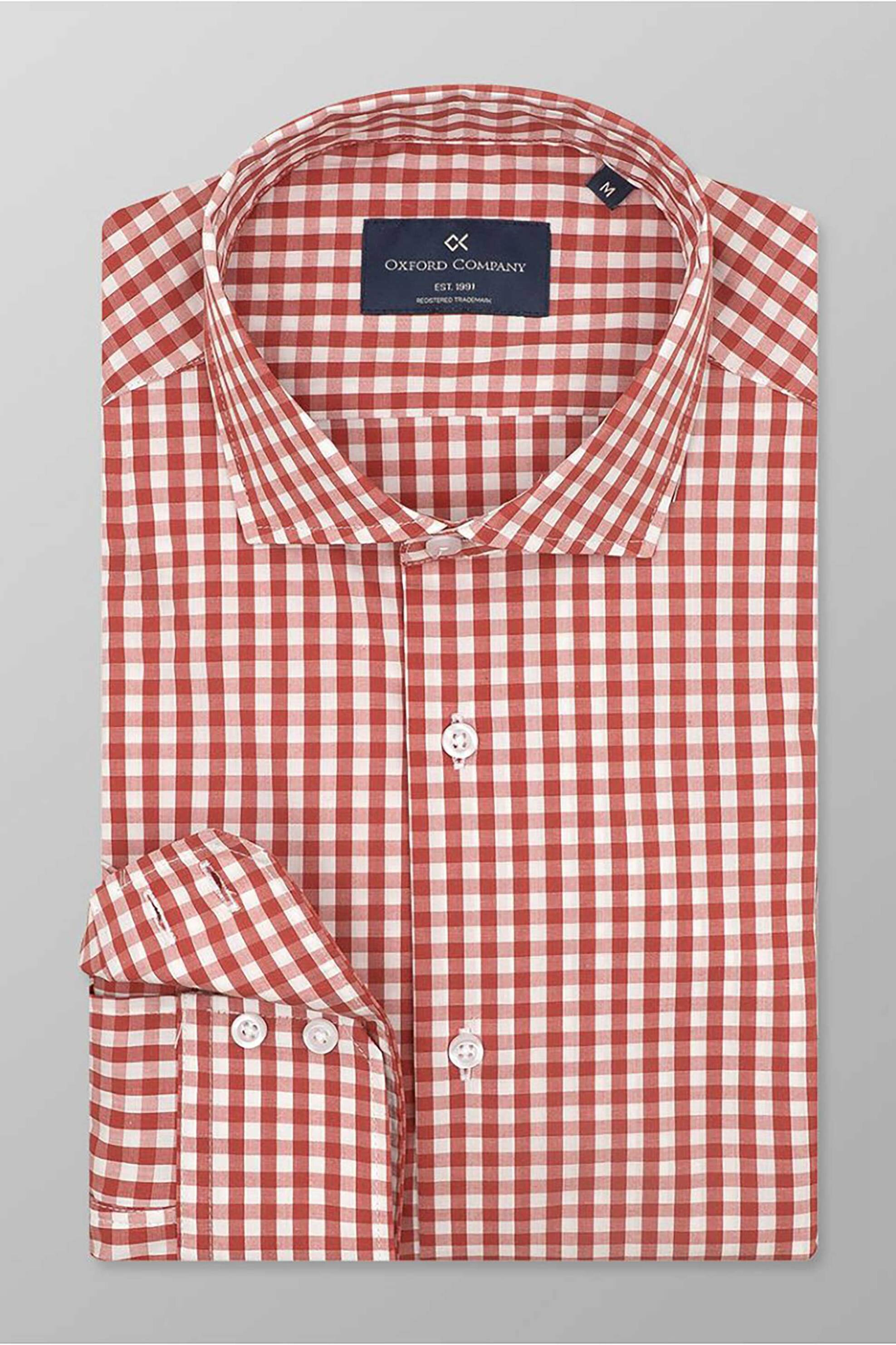 Oxford Company ανδρικό sport πουκάμισο καρό Slim Fit "Romeo" - M137-RZ21.06 Κόκκινο