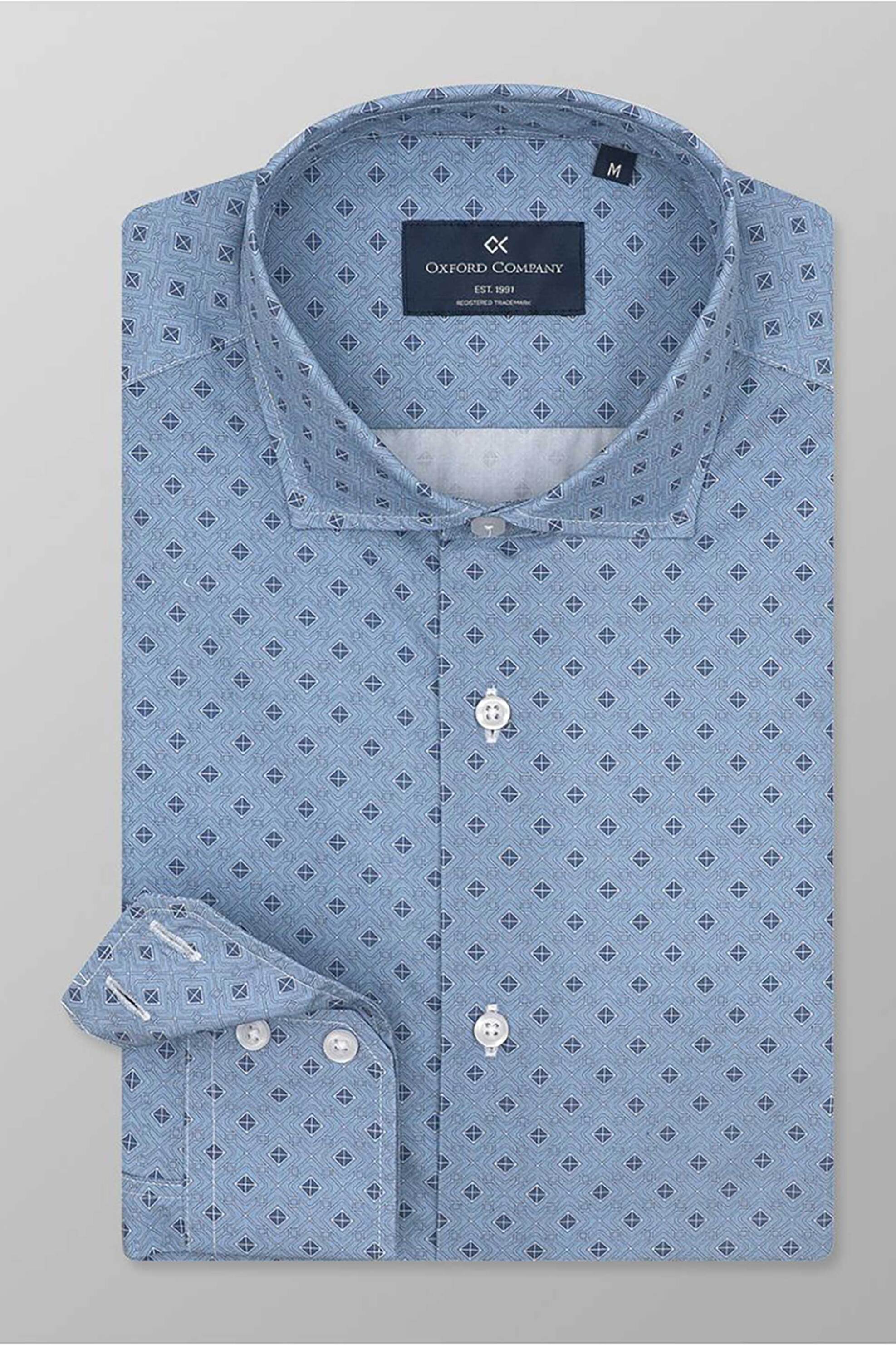 Oxford Company ανδρικό sport πουκάμισο με all-over print Slim Fit "Romeo" - M160-RZ21.01 Μπλε