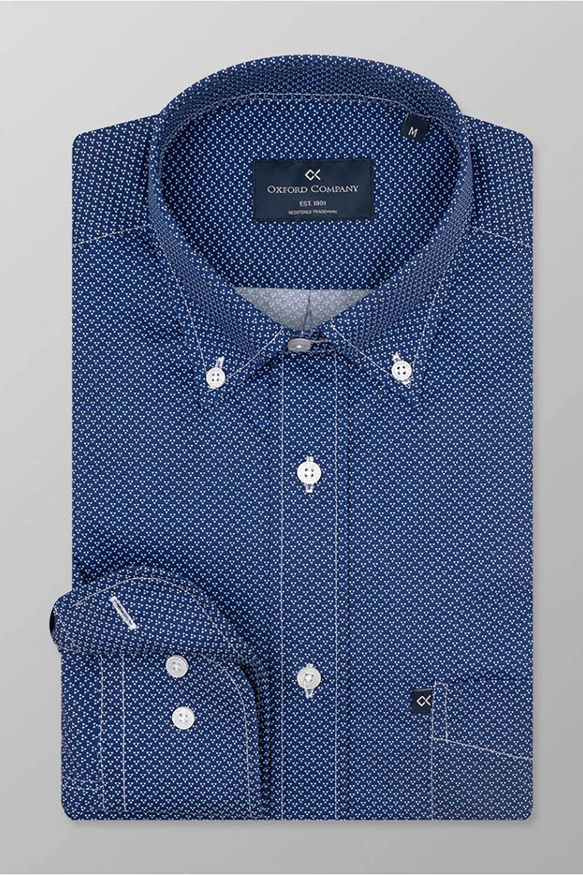 Oxford Company ανδρικό sport πουκάμισο button down με all-over print Regular Fit - M162-BZ10.02 Σκούρο Μπλε