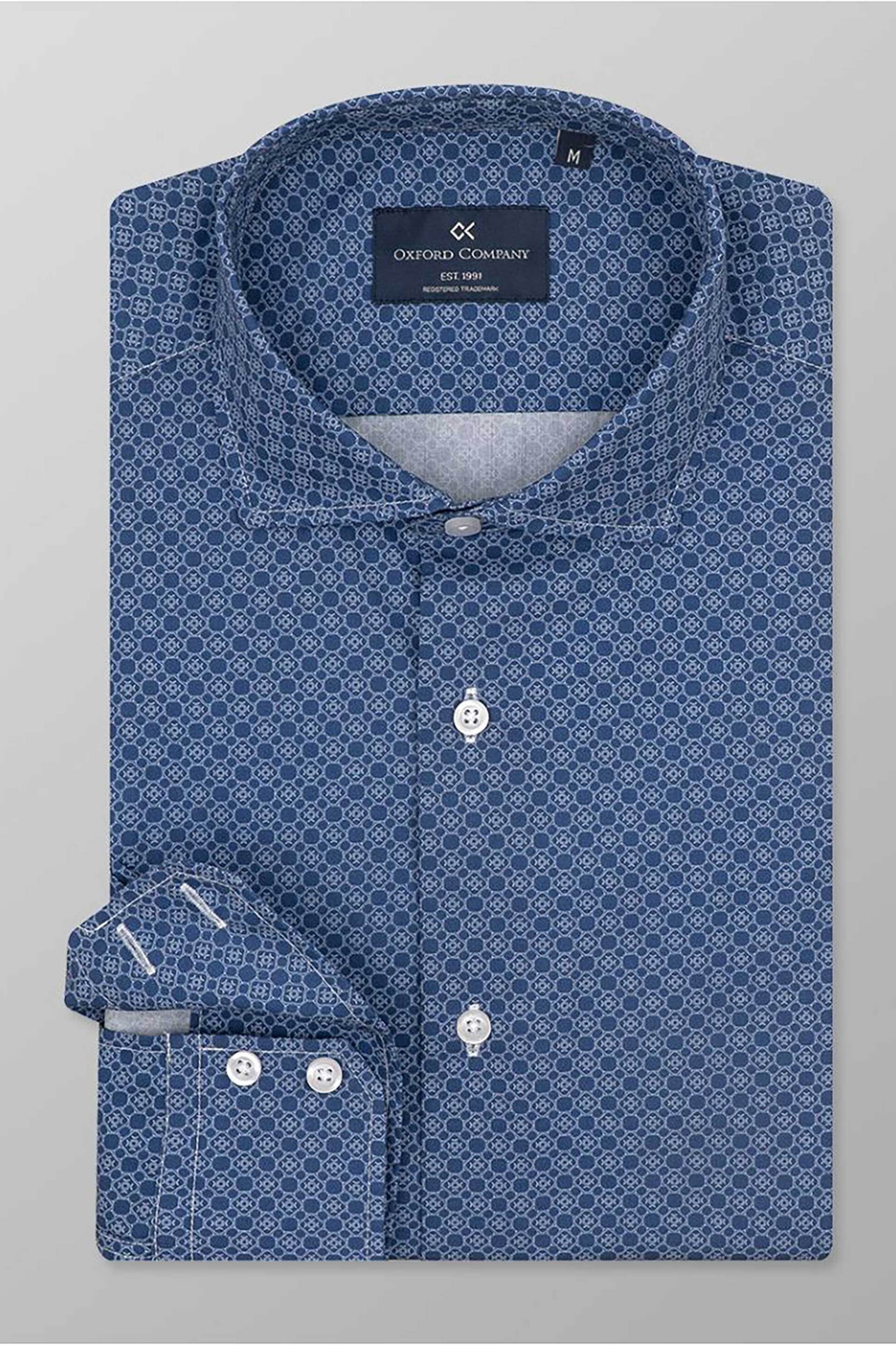 Oxford Company ανδρικό sport πουκάμισο με all-over print Slim Fit "Romeo" - M164-RZ21.01 Μπλε
