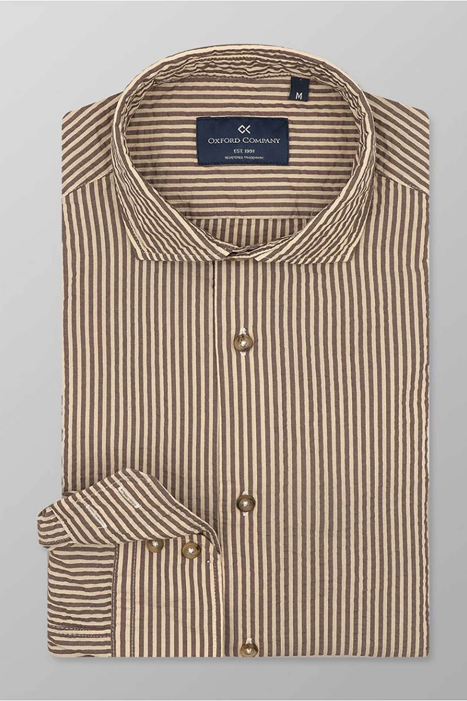 Oxford Company ανδρικό sport πουκάμισο ριγέ Slim Fit "Romeo" - M120-RZ21.01 Καφέ