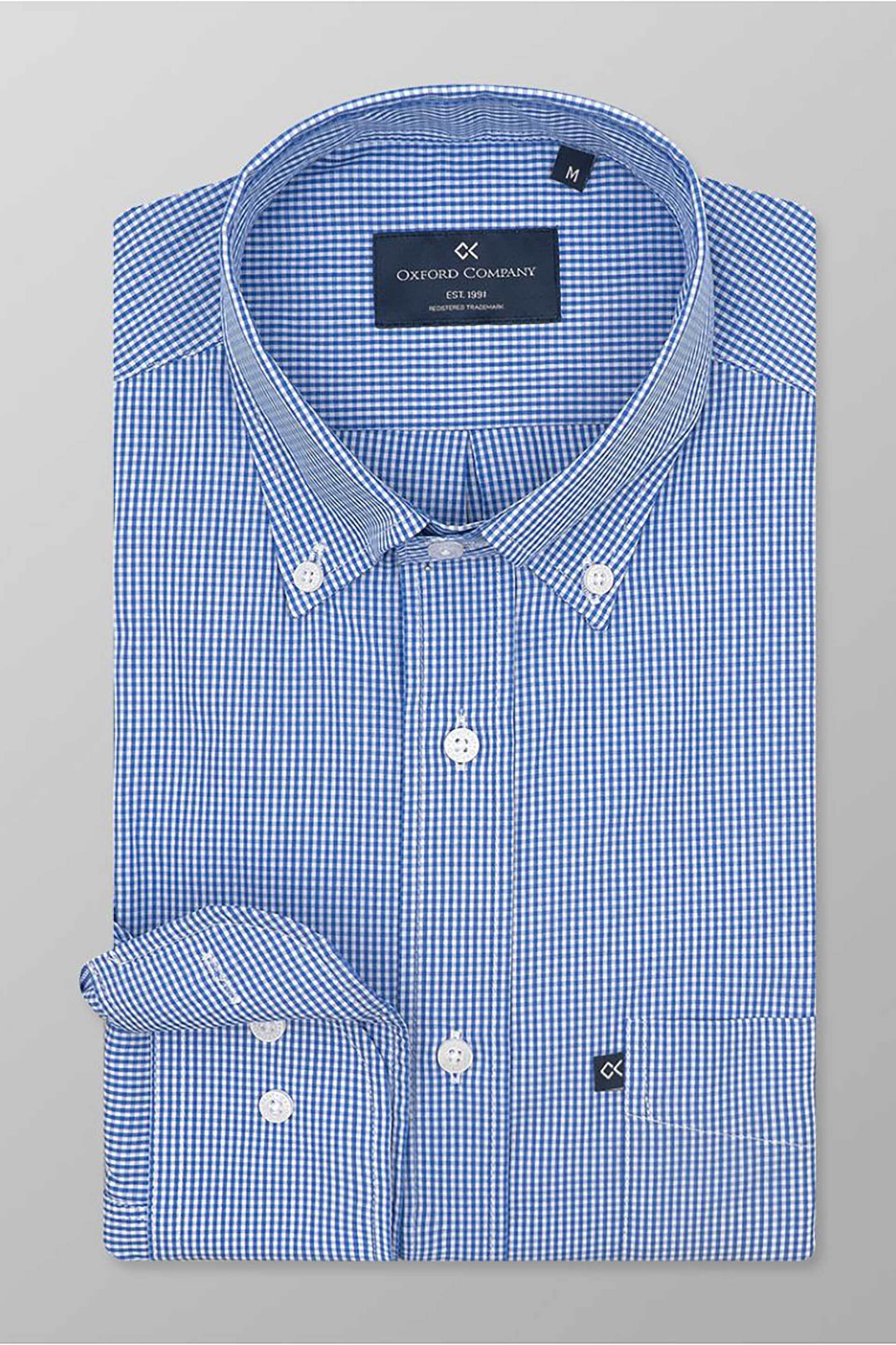 Oxford Company ανδρικό sport πουκάμισο button down καρό Regular Fit - M133-BZ10.01 Μπλε