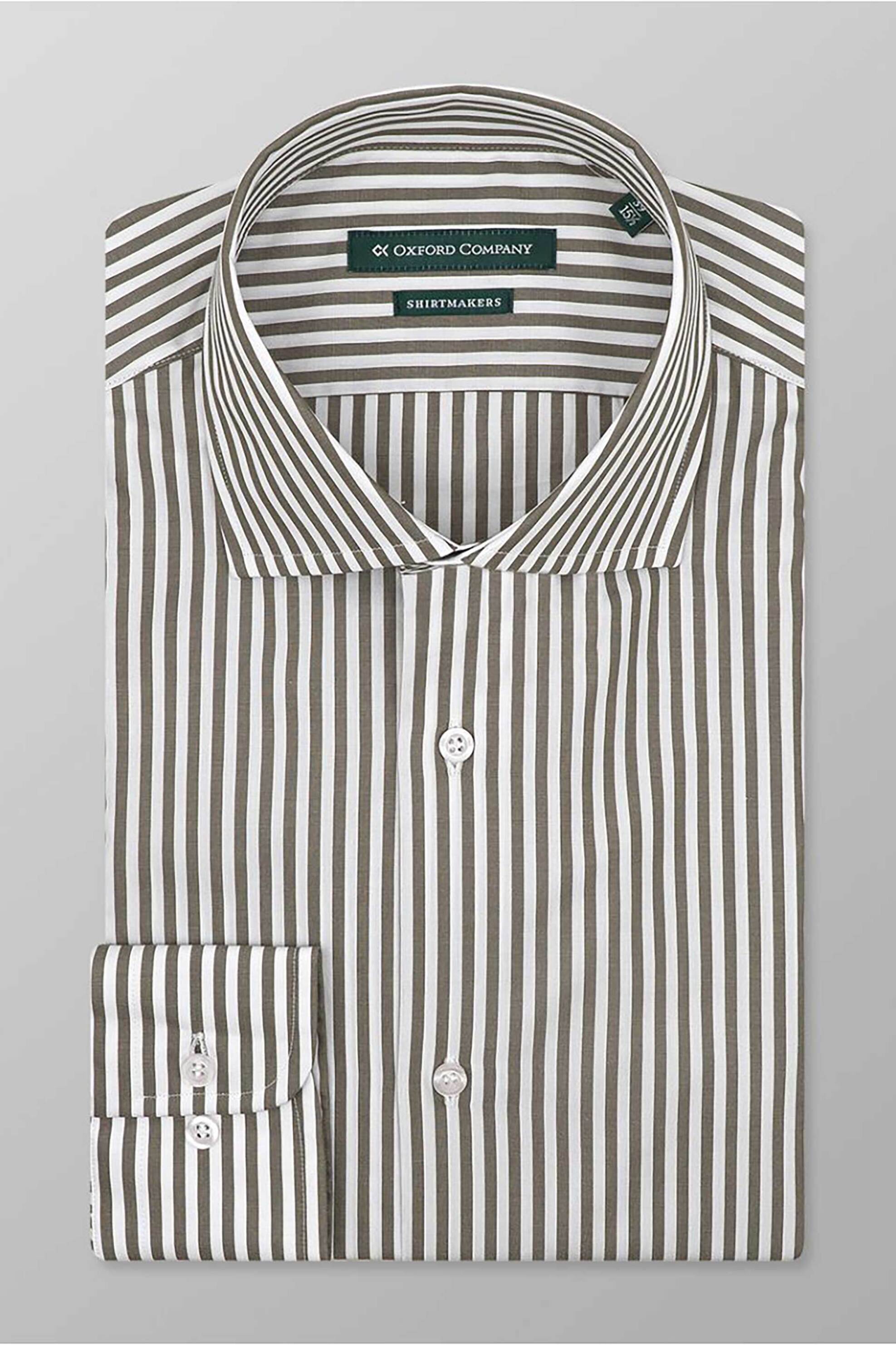 Oxford Company Ανδρικό Classic Πουκάμισο Ριγέ Regular Fit Club - M325Nrz20 02 Λαδί
