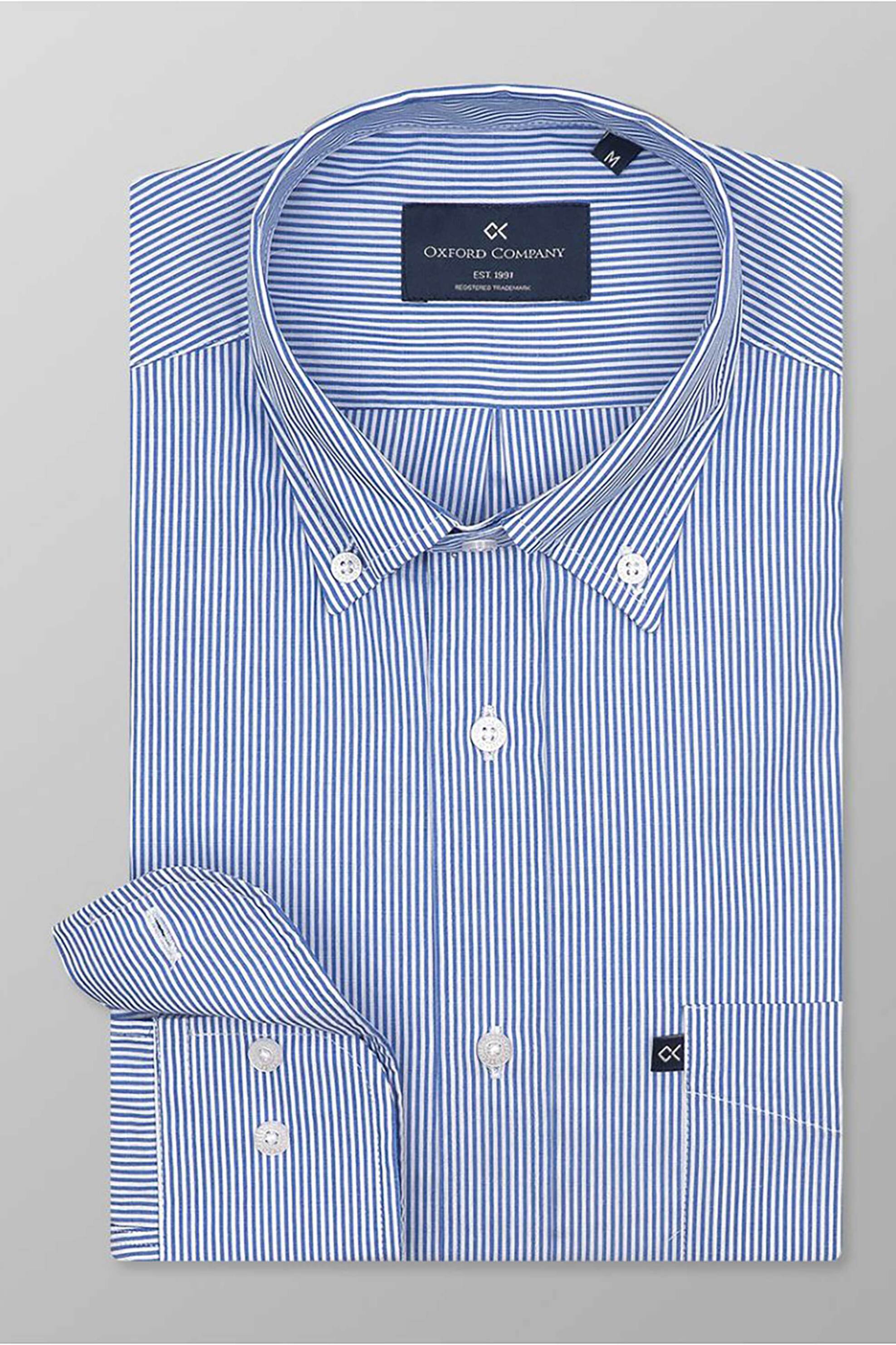 Oxford Company ανδρικό sport πουκάμισο button down καρό Regular Fit - M125-BZ10.01 Μπλε