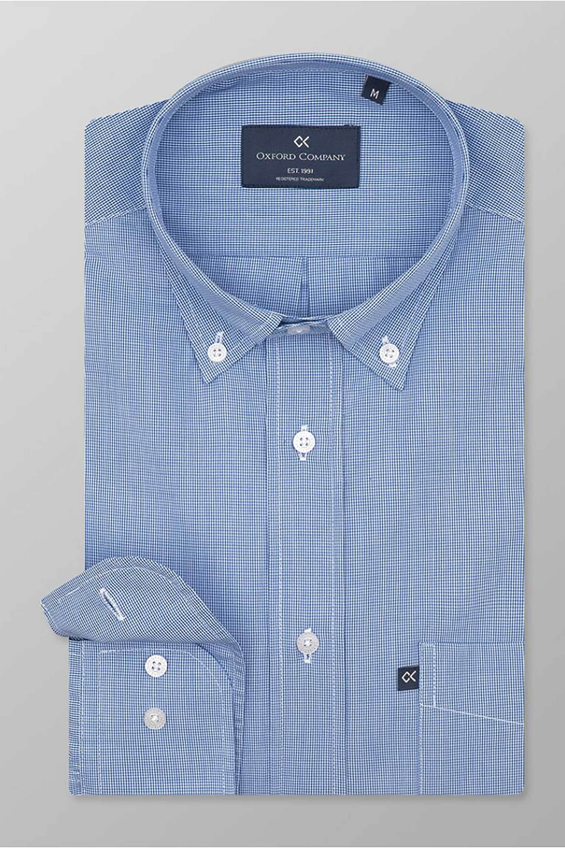 Oxford Company ανδρικό sport πουκάμισο button down καρό Regular Fit - M134-BZ10.01 Μπλε