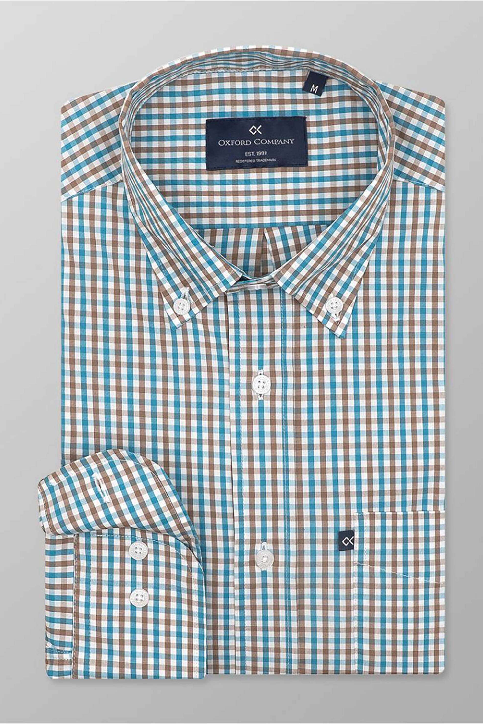 Oxford Company Ανδρικό Sport Πουκάμισο Button Down Καρό Regular Fit - M135-Bz10 02 Μπλε