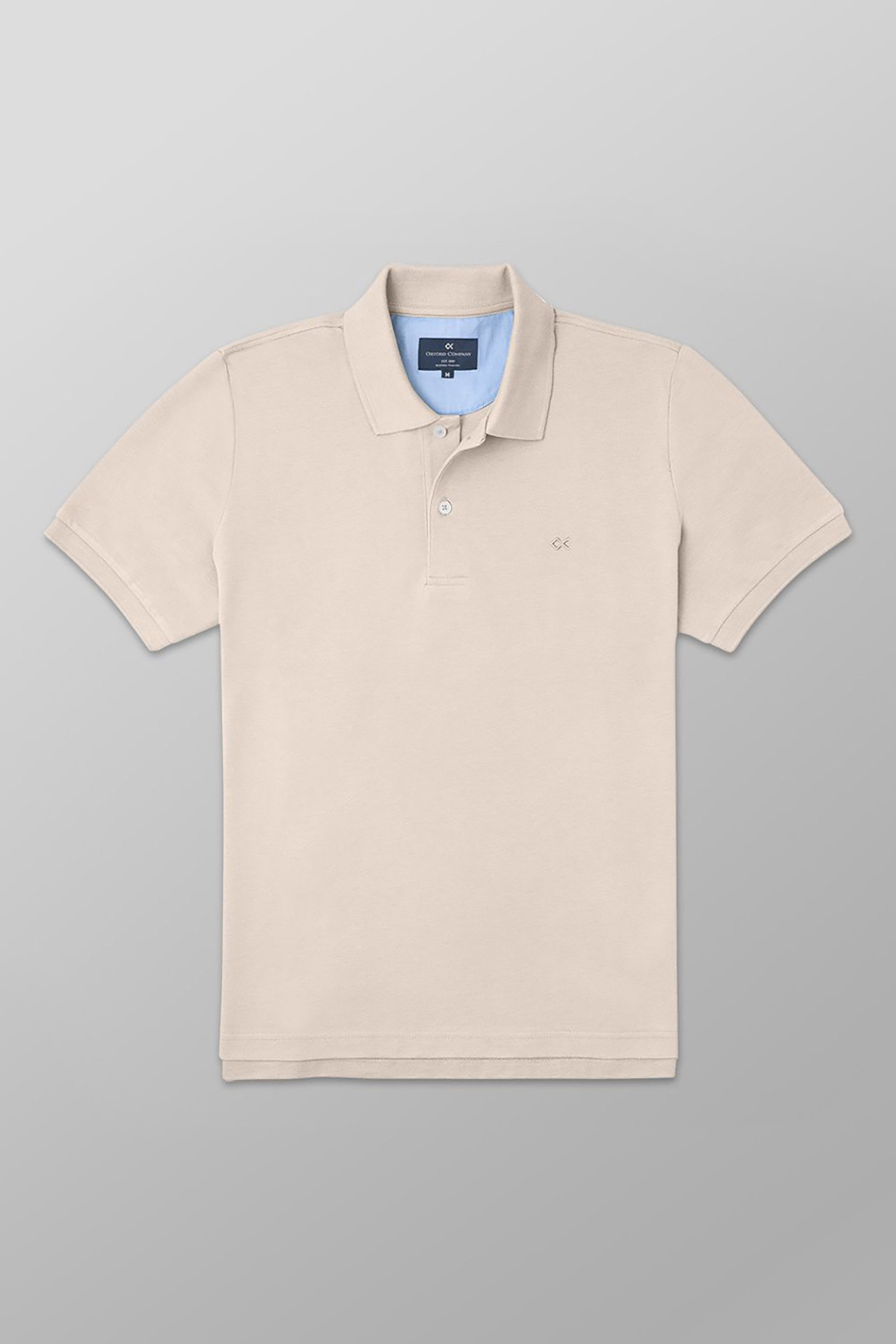 OXFORD COMPANY Oxford Company ανδρική μπλούζα πόλο πικέ μονόχρωμη με κεντημένο λογότυπο Regular Fit - P511-PZ00.03 Μπεζ