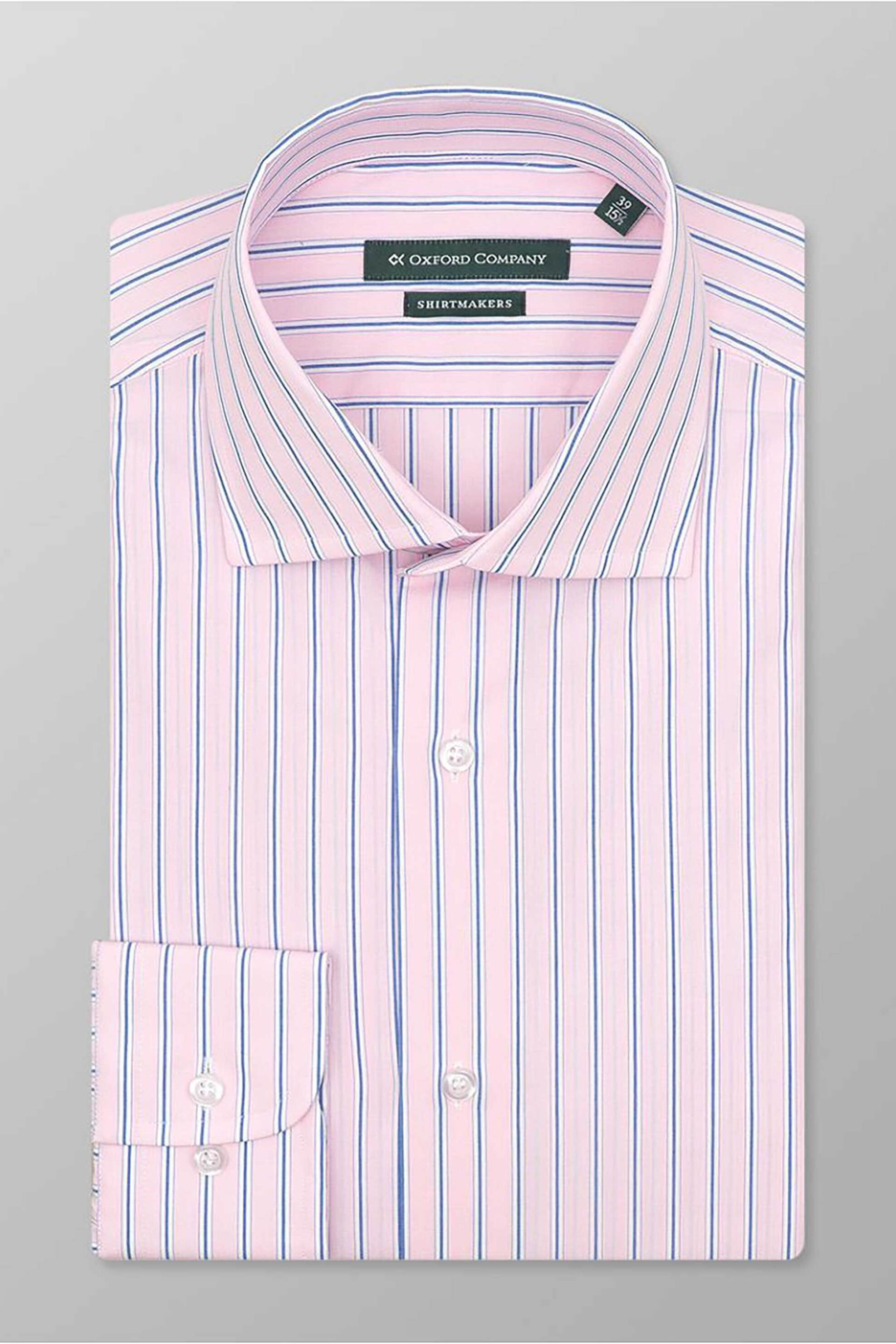 Oxford Company Ανδρικό Classic Πουκάμισο Ριγέ Regular Fit Club - M323Nrz20 01 Ροζ