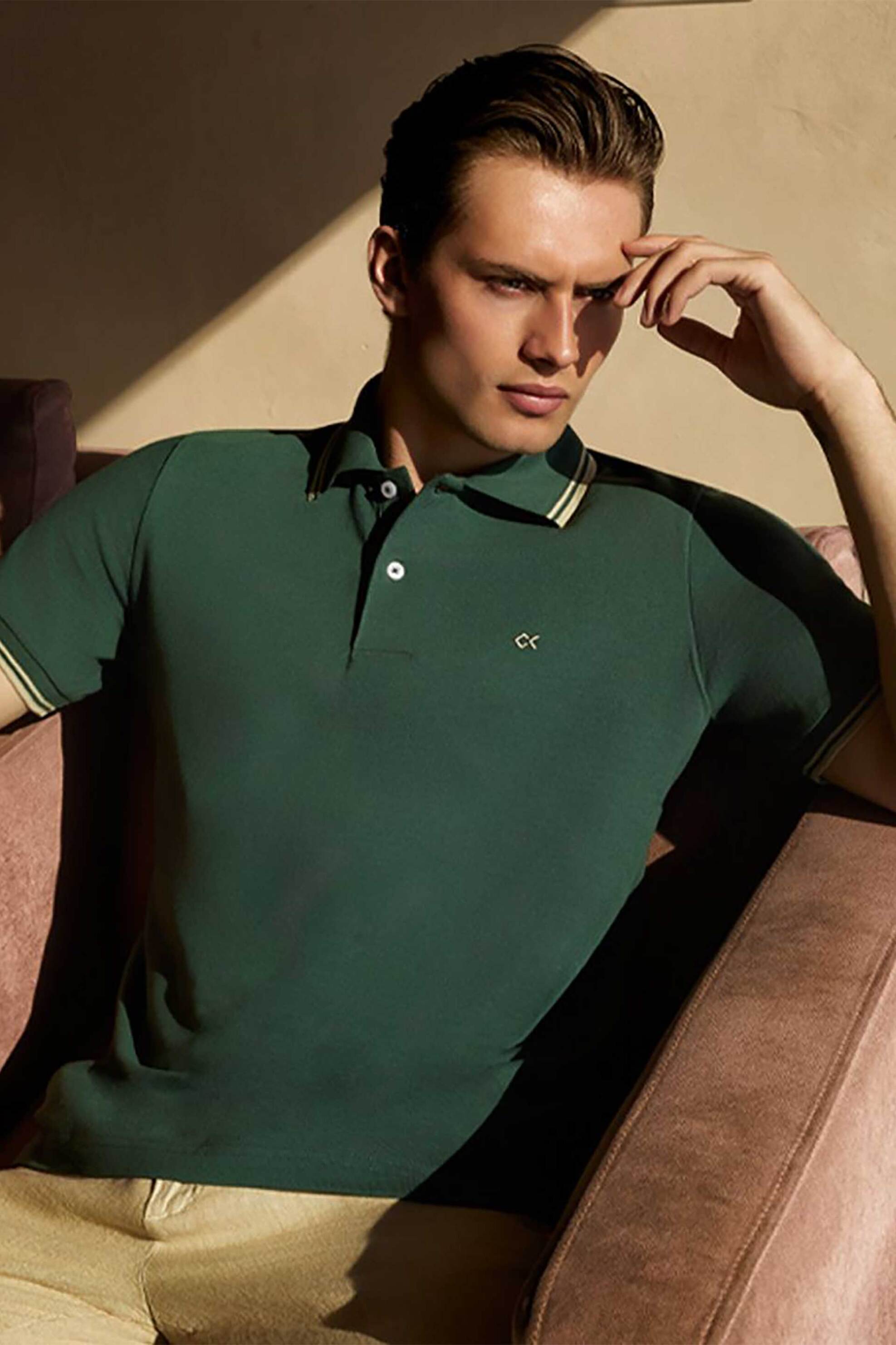 OXFORD COMPANY Oxford Company ανδρική μπλούζα πόλο πικέ μονόχρωμη με κεντημένο λογότυπο Regular Fit - P514-PZ00.09 Πράσινο Σκούρο