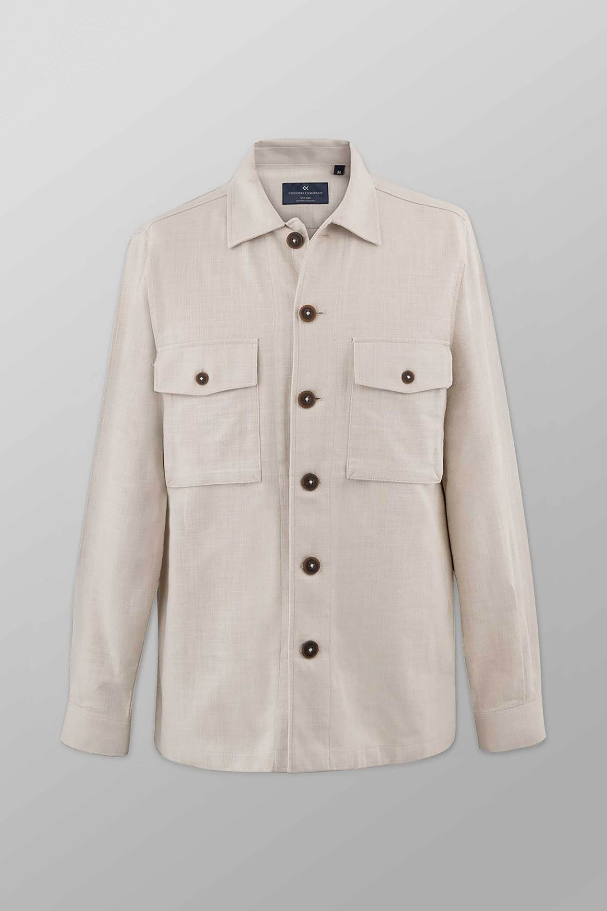 Oxford Company ανδρικό overshirt μονόχρωμο Regular Fit - B116-OZ21.01 Μπεζ
