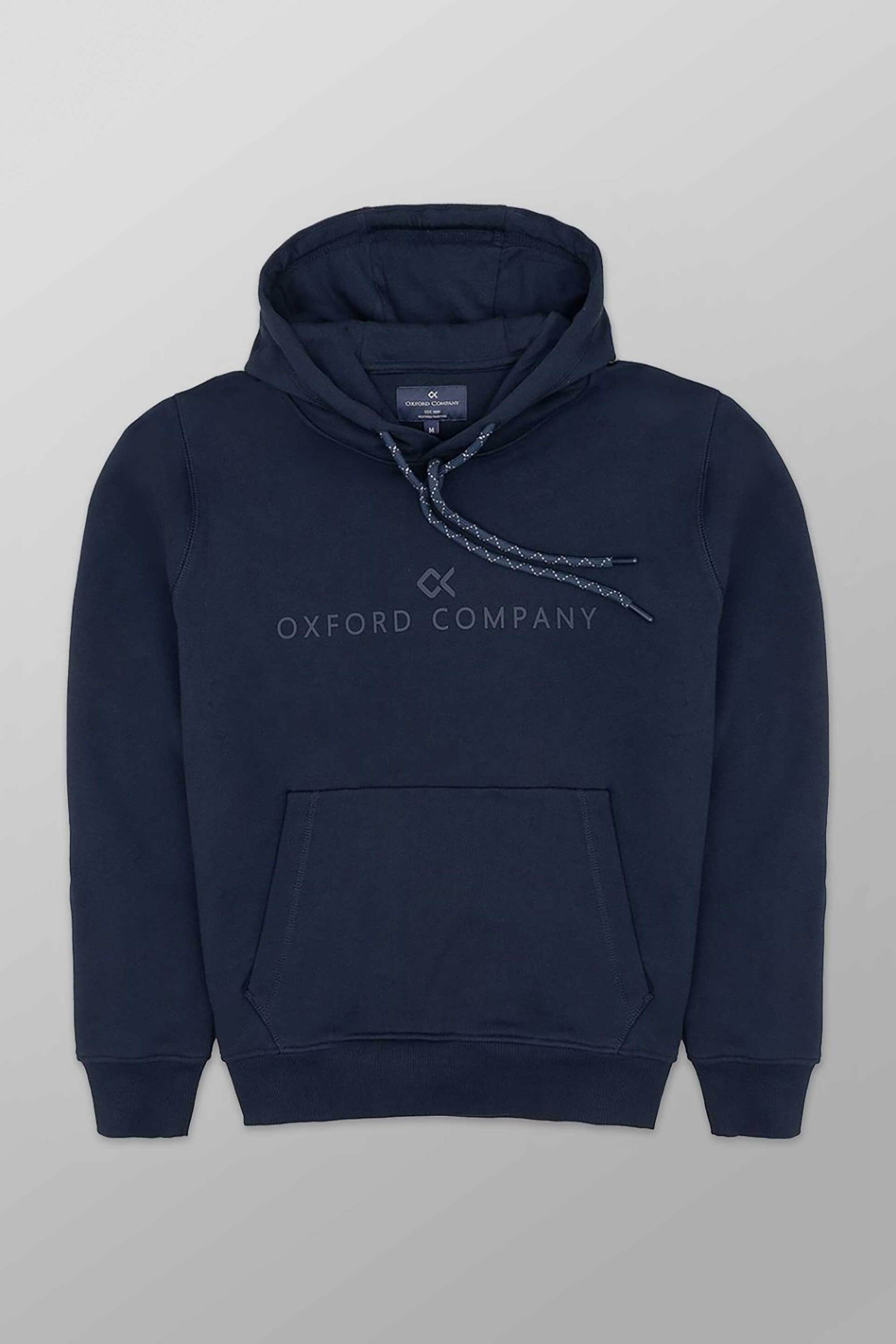 Oxford Company ανδρική μπλούζα φούτερ μονόχρωμη με κουκούλα Regular Fit - F512-JZ80.17 Μπλε Σκούρο