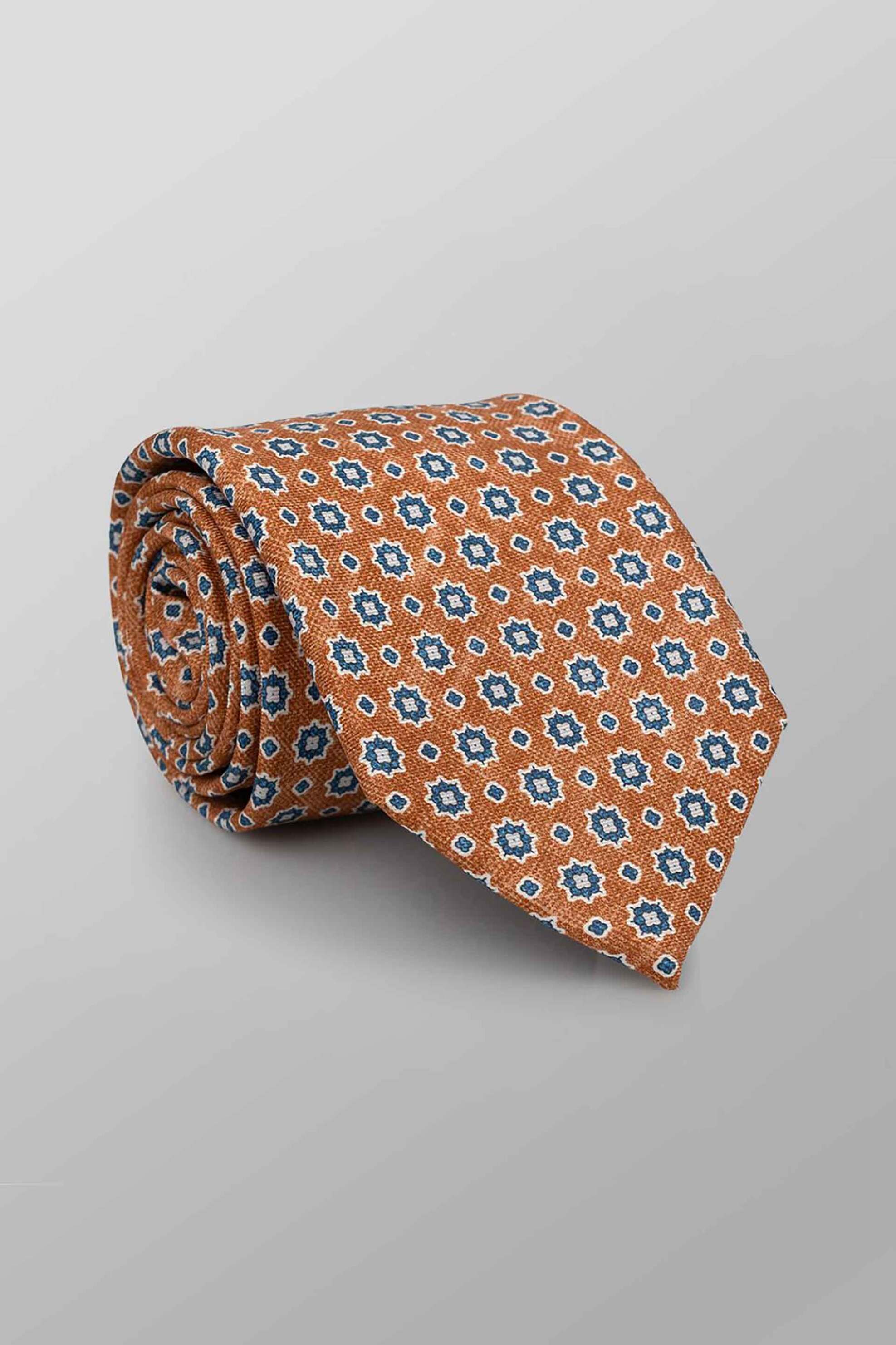 Oxford Company ανδρική μεταξωτή γραβάτα με all-over print Regular Fit - TIE63-400.04 Κεραμιδί