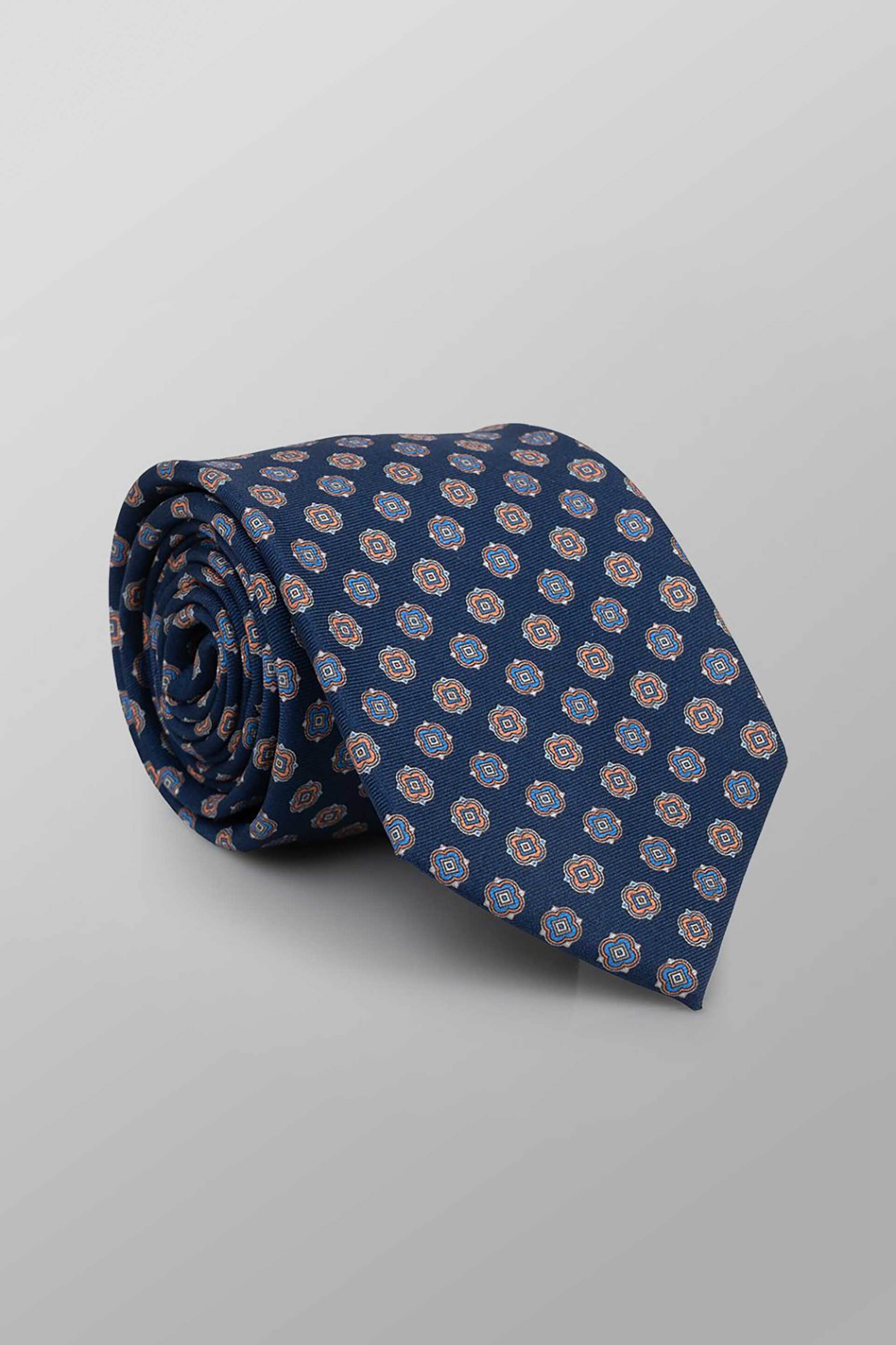 Oxford Company ανδρική μεταξωτή γραβάτα με all-over print Regular Fit - TIE63-401.01 Σκούρο Μπλε